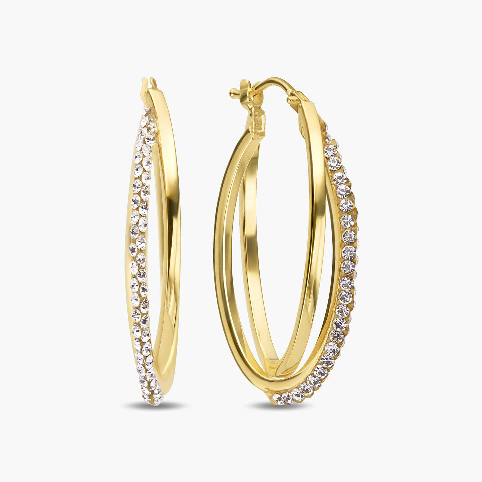 עגילי זהב משובצים אבני סברובסקי