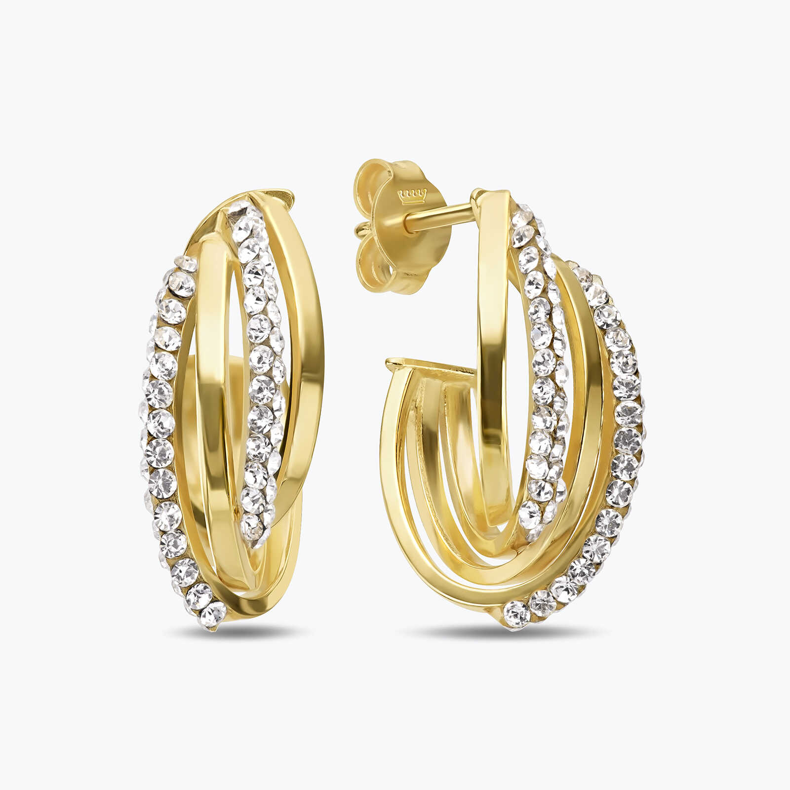 עגילי זהב משובצים אבני סברובסקי