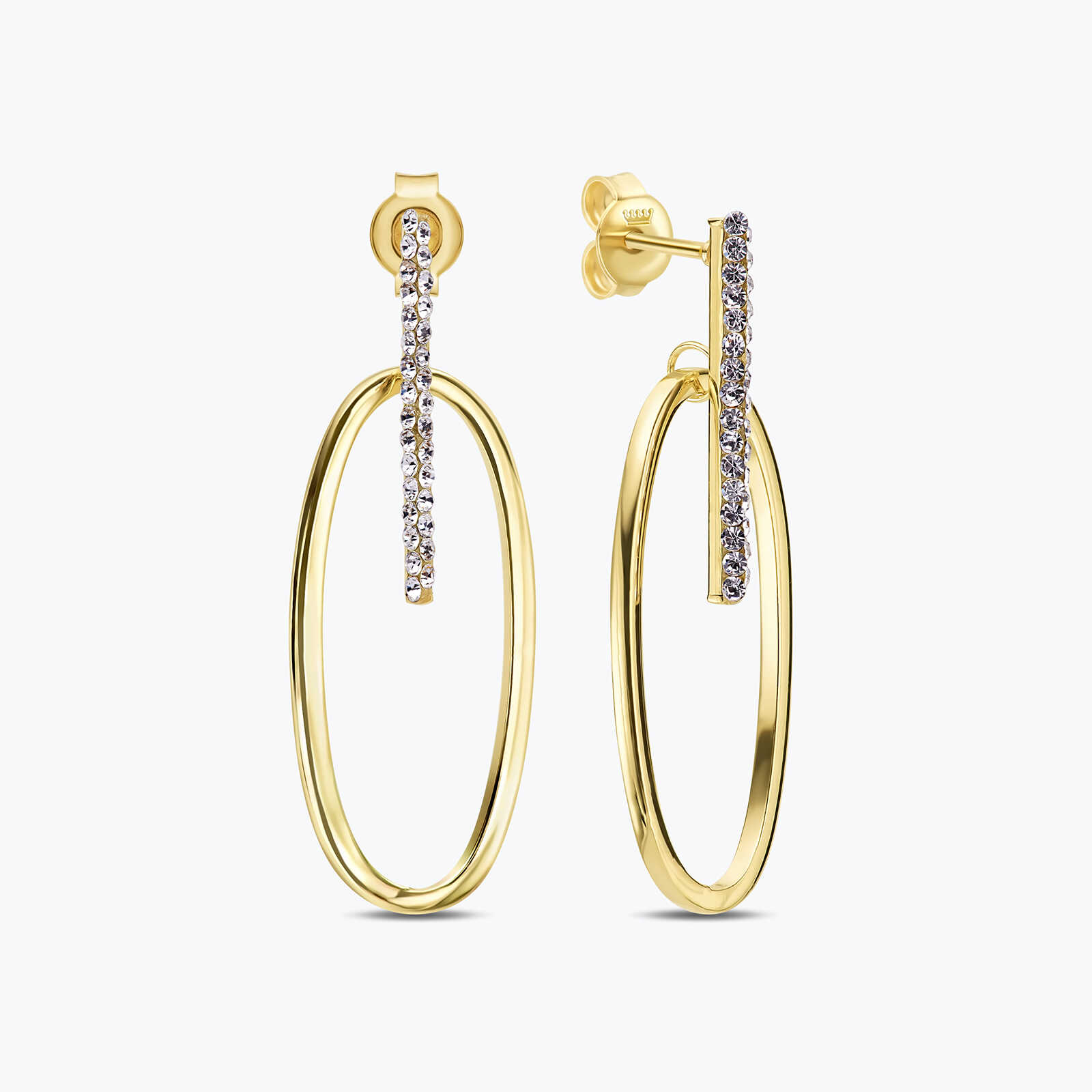 עגילי זהב משובצים אבני סברובסקי