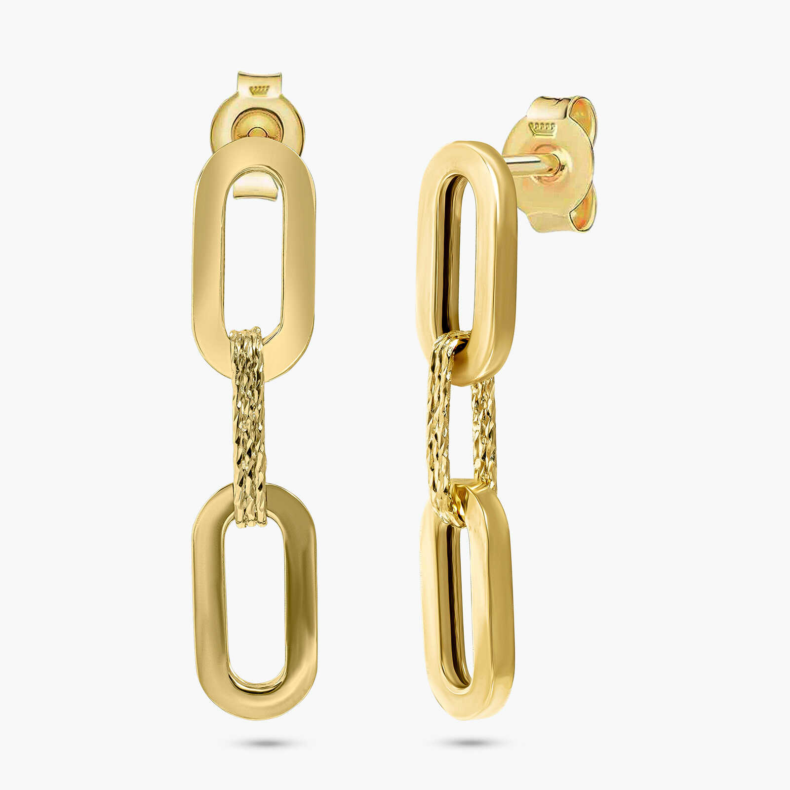 עגילי חוליות מזהב 14K