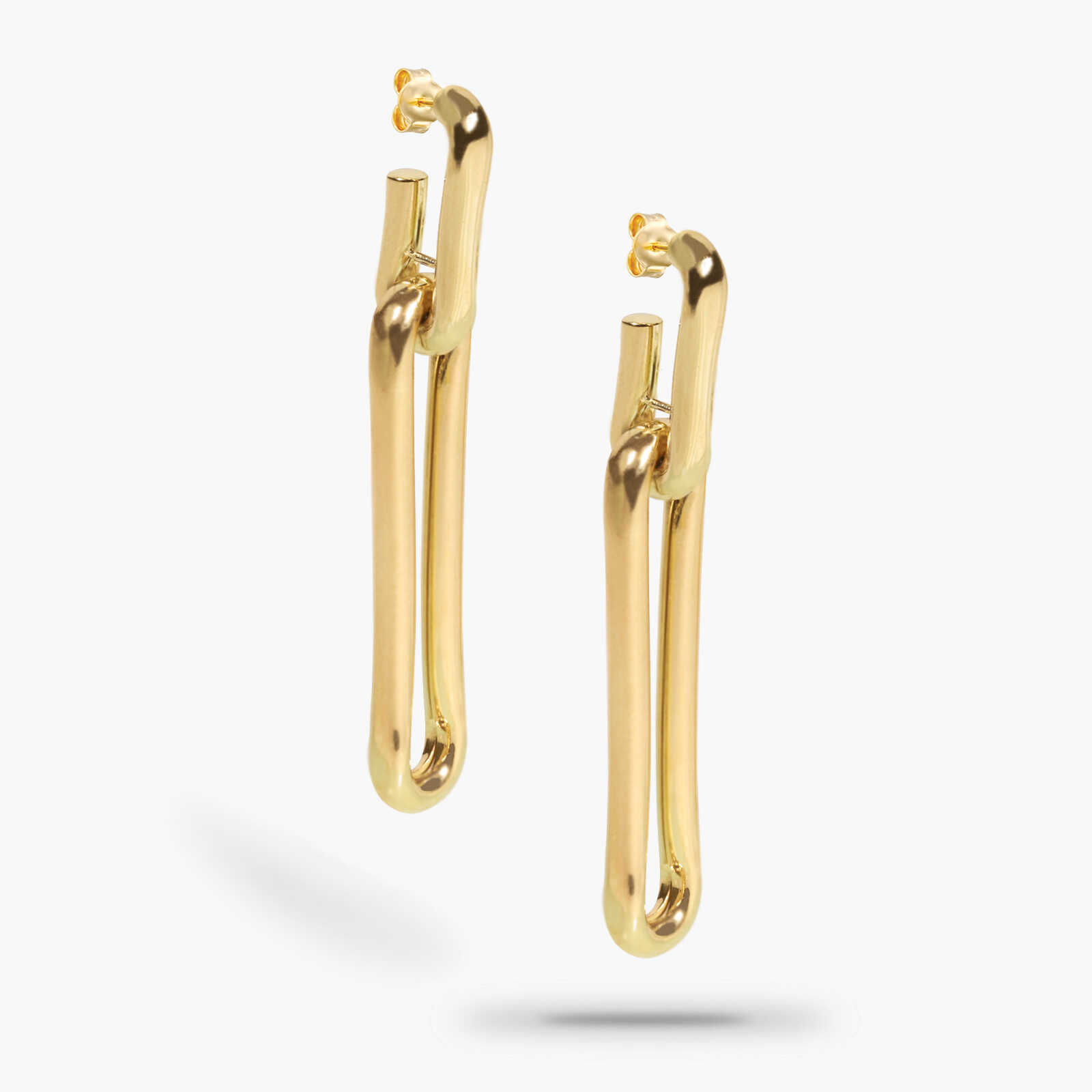 עגילי מרגוט מזהב 14K עם חוליות