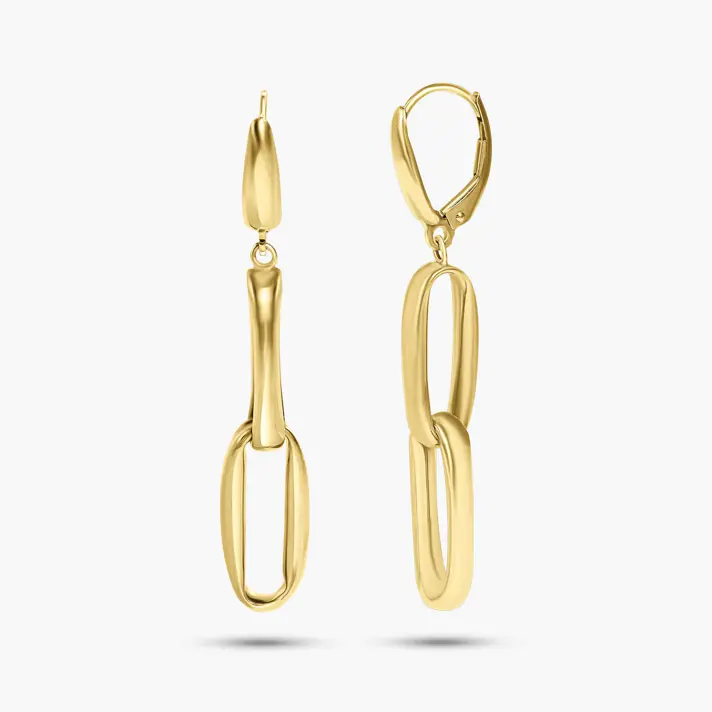 עגילי חוליות עגולות מזהב 14K