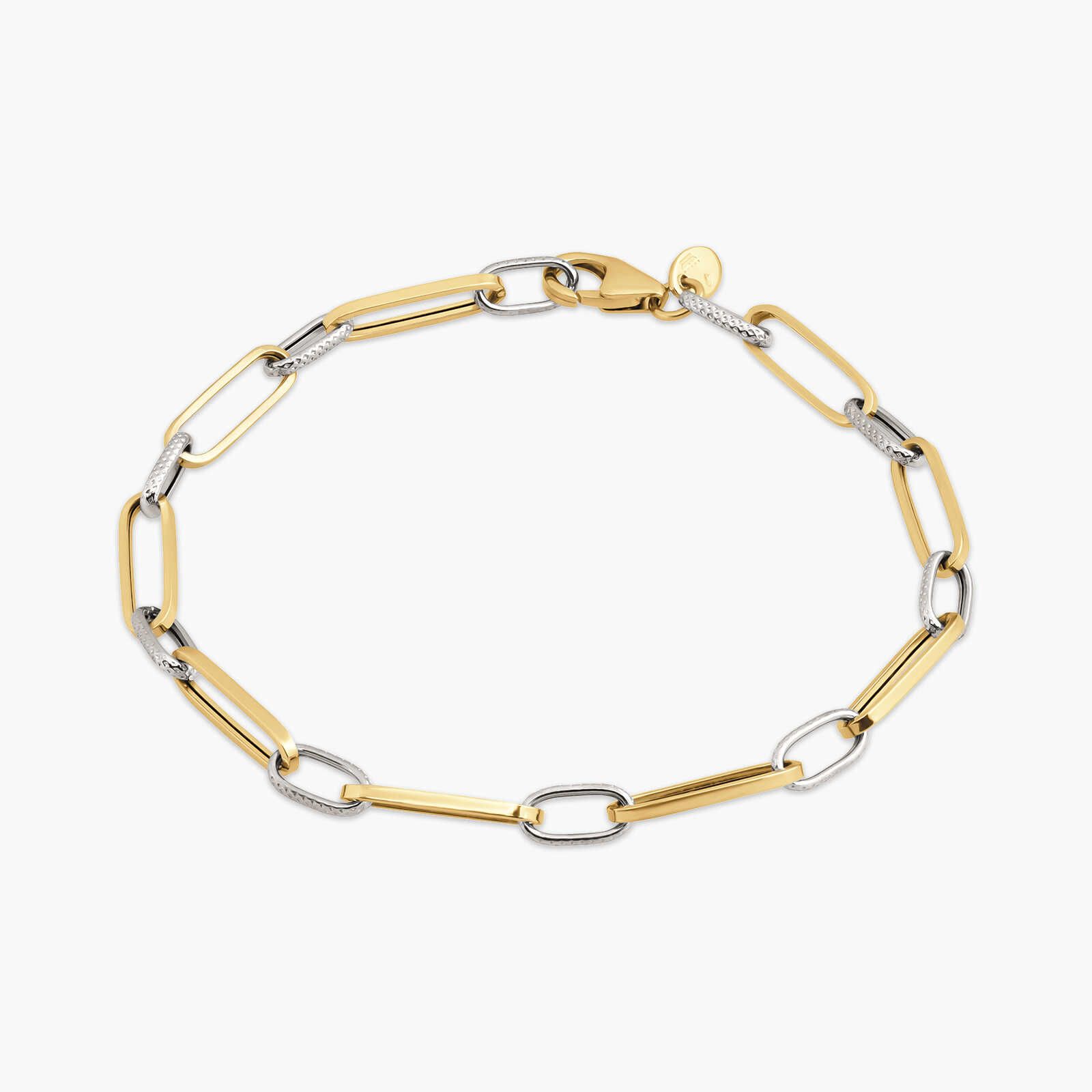 צמיד זהב חוליות בשילוב זהב לבן וצהוב 14K