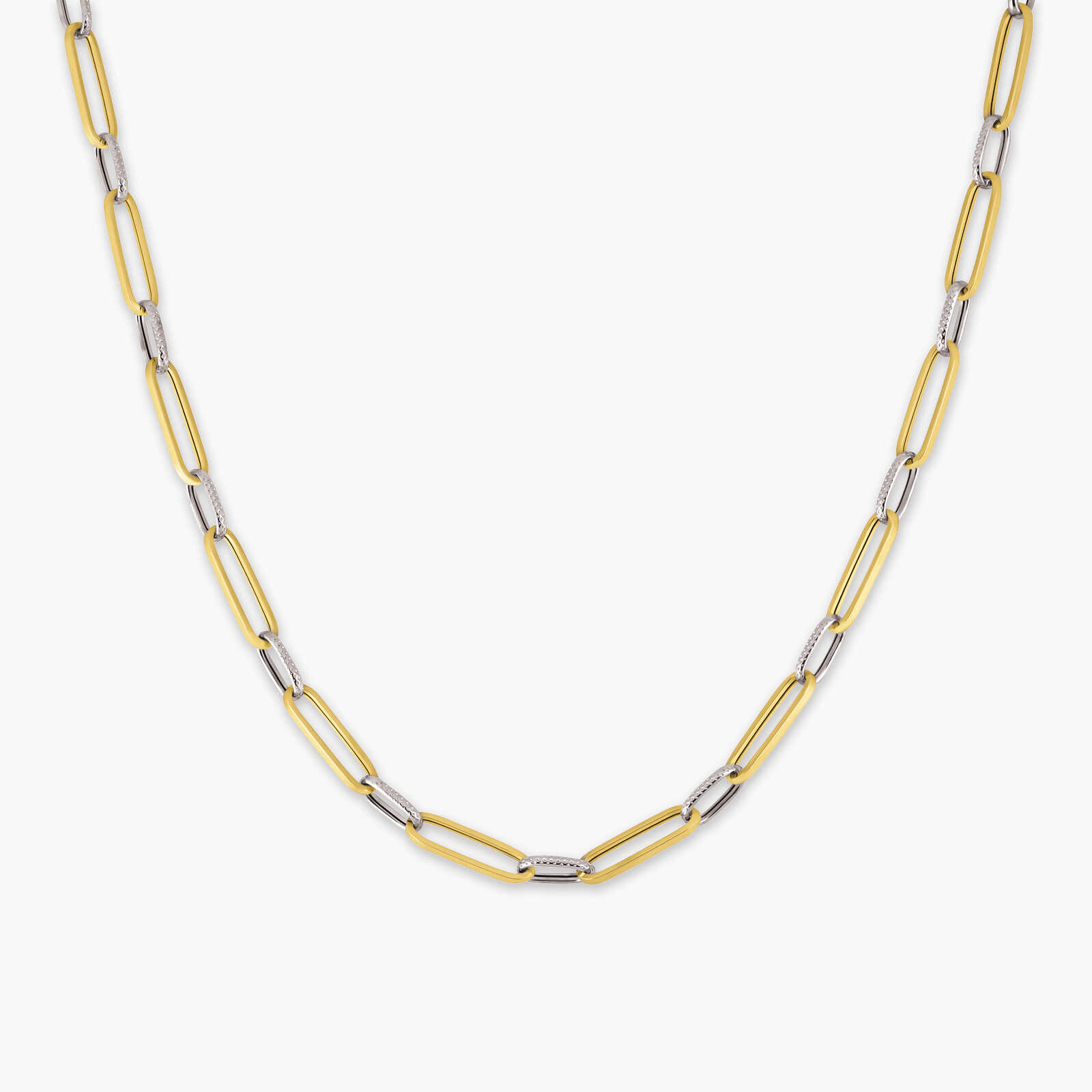 שרשרת זהב 14K עם חוליות בזהב לבן וצהוב