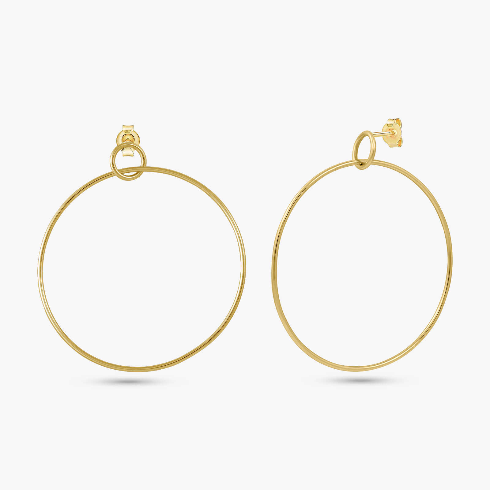 עגילי זהב 14K צמודי אוזן בשילוב חישוק