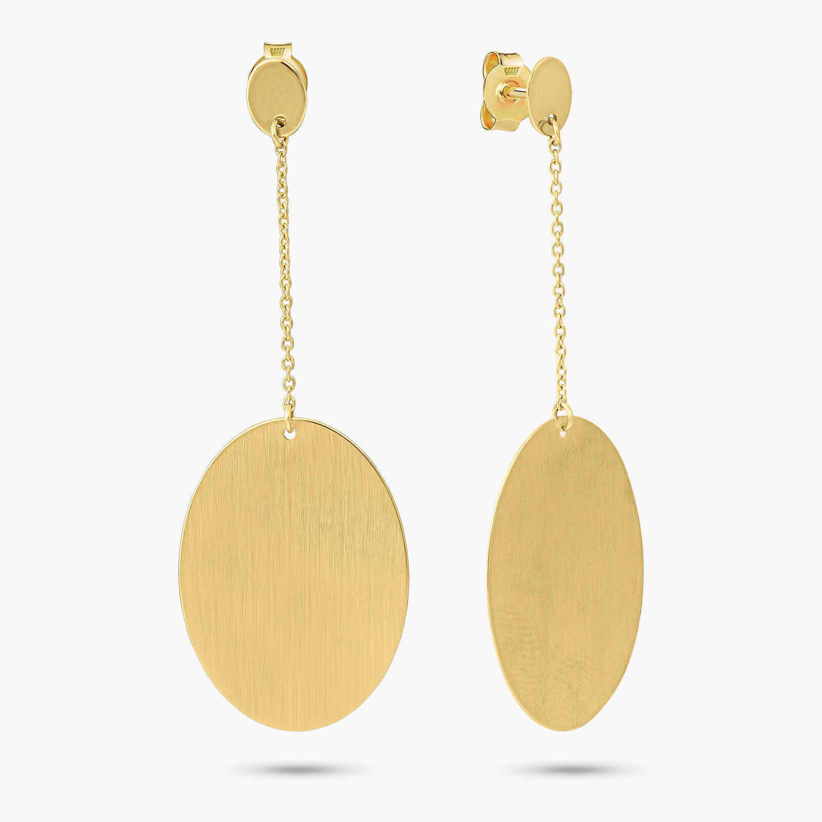 עגילי זהב ארוכים בגימור מט