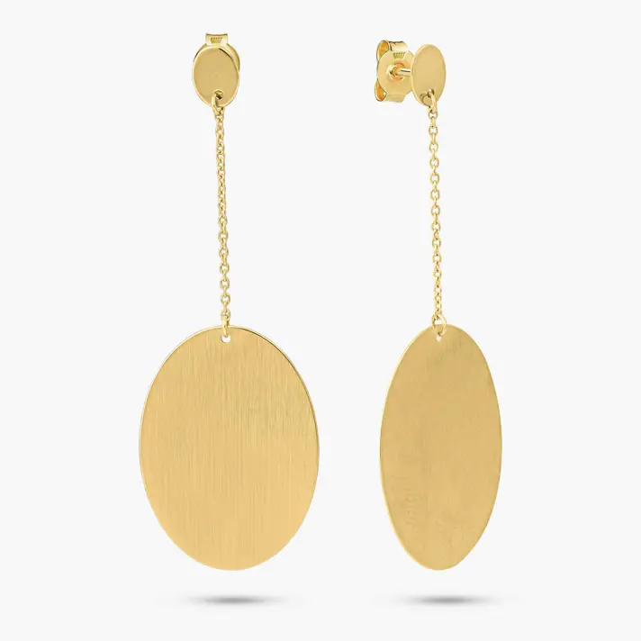 עגילי זהב ארוכים בגימור מט