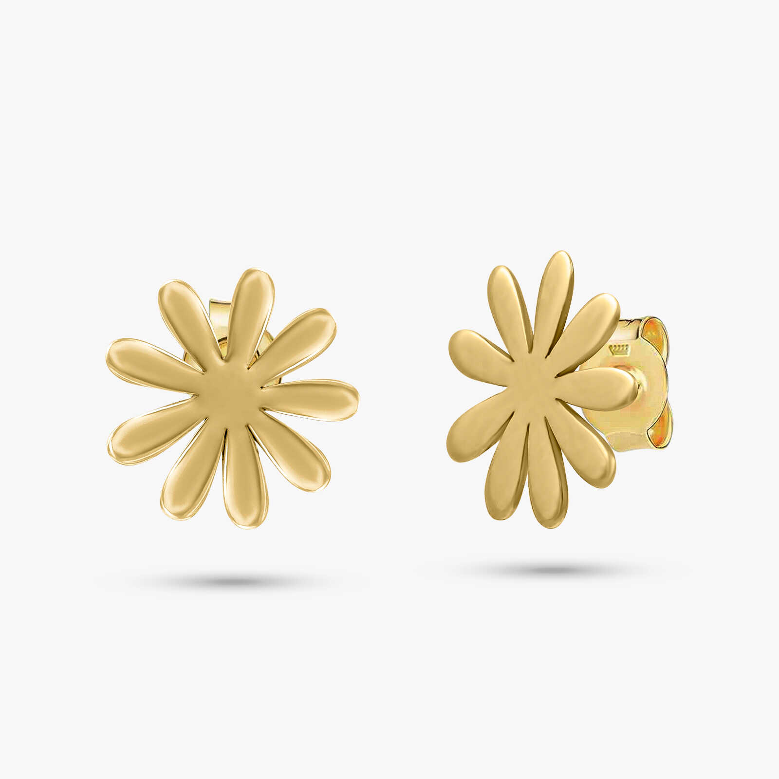 עגילי זהב צמוד לאוזן בצורת פרחי חינניות