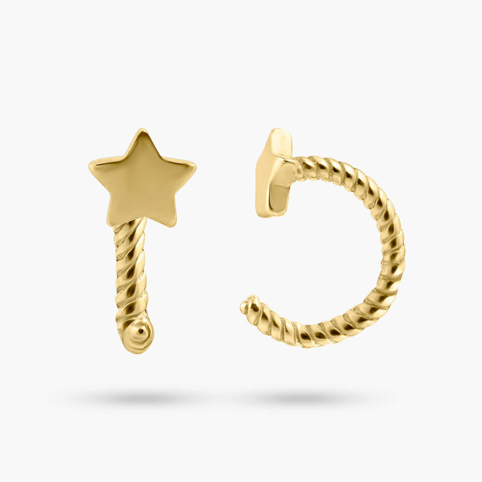 עגילי כוכב מזהב 14K בפטנט ללא סוגר