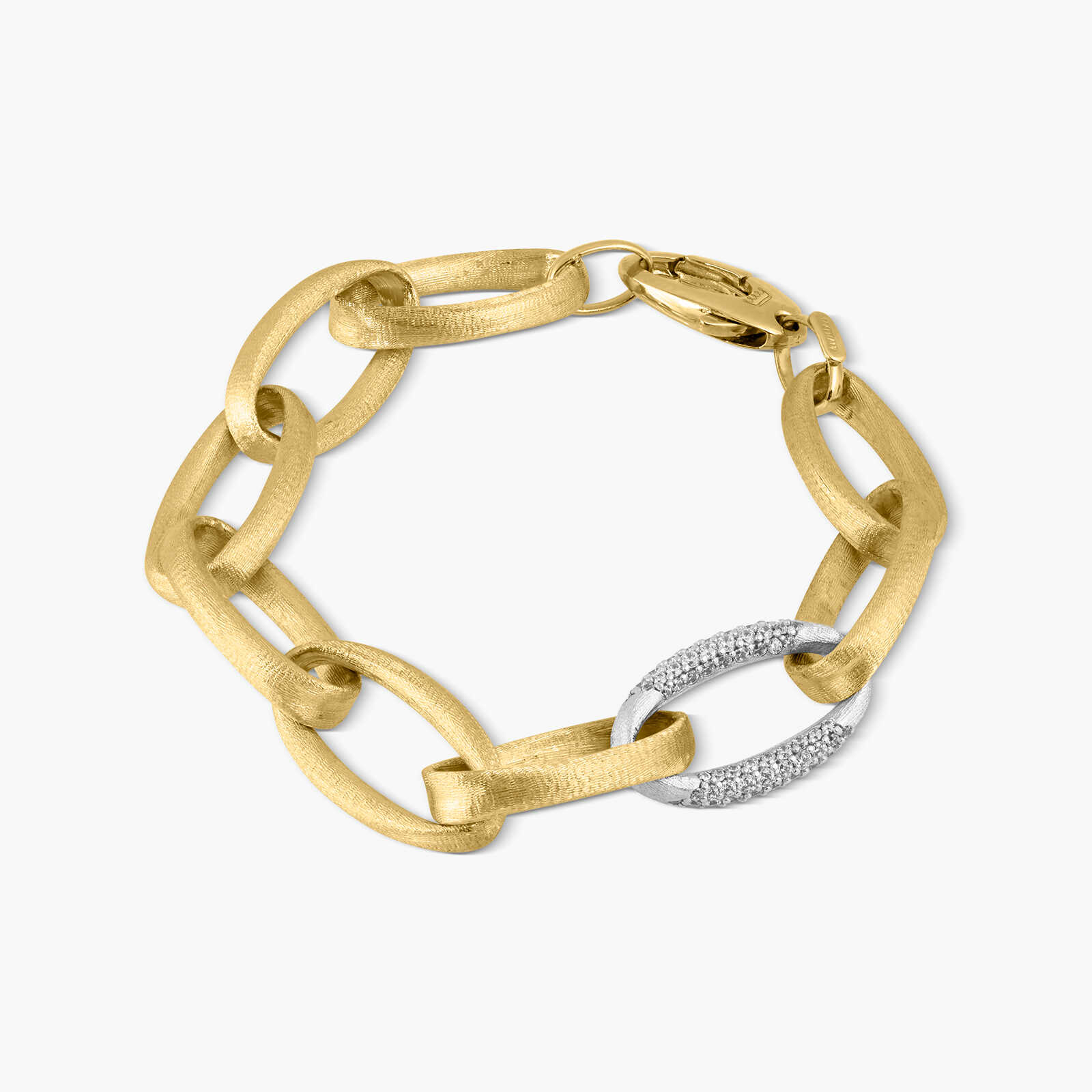 צמיד חוליות מזהב עם שיבוץ זרקונים נוצצים