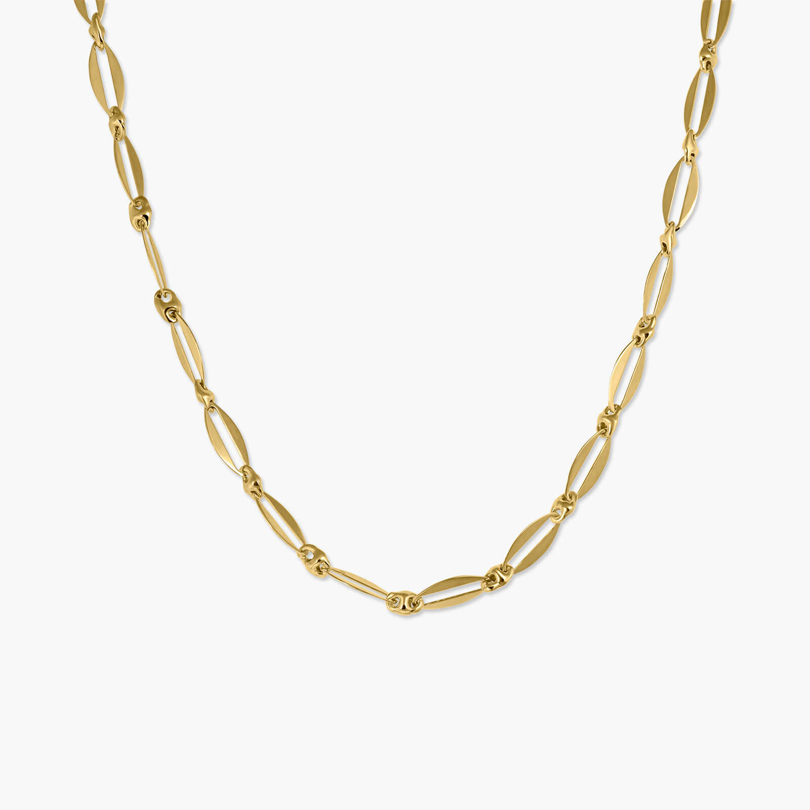 שרשרת זהב 14K טהיטי בשילוב חוליות מעוגלות