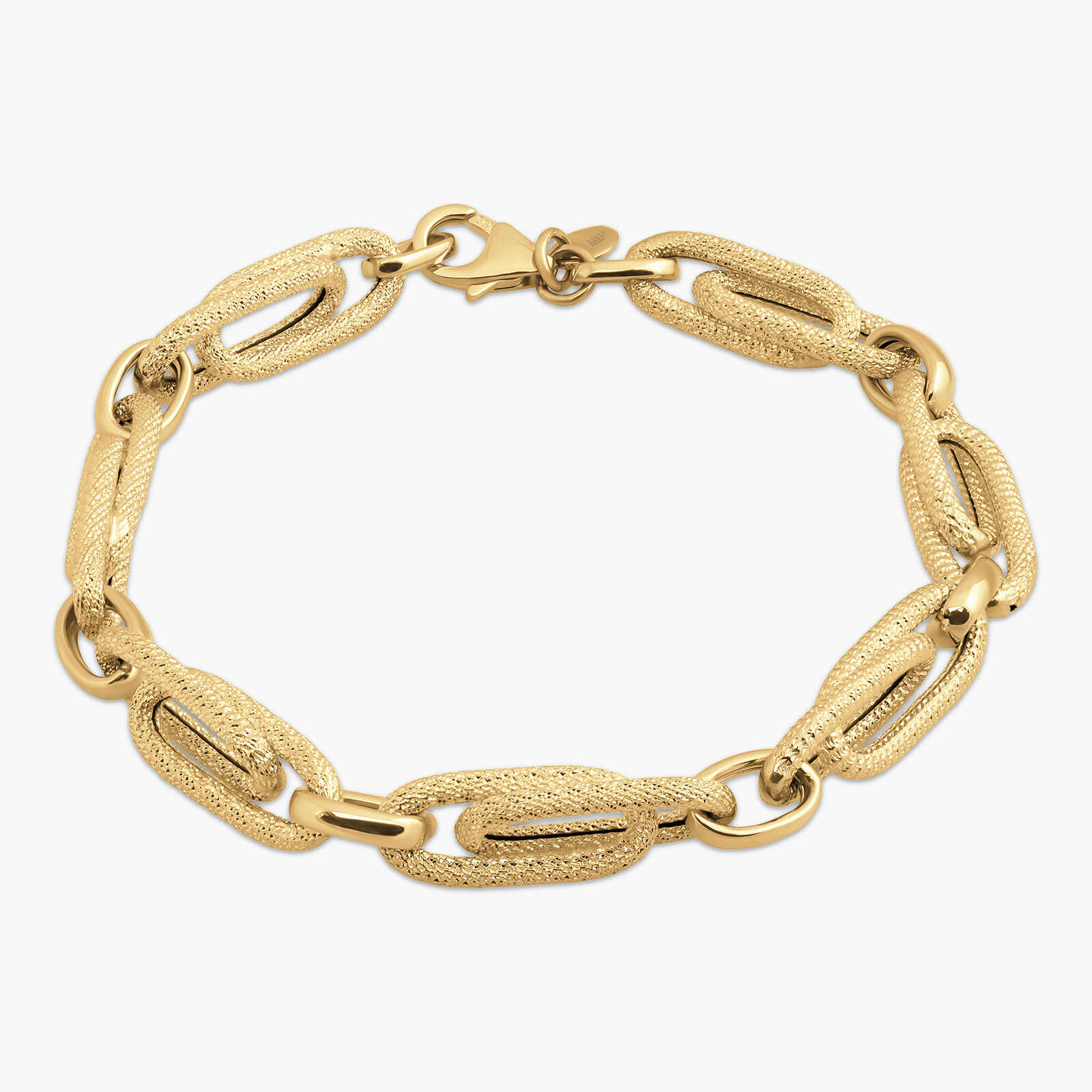 צמיד חוליות מזהב 14K בגימור לייזר ומבריק