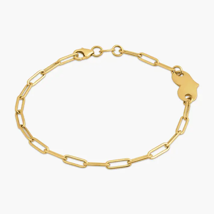 צמיד זהב מחוליות בשילוב לב