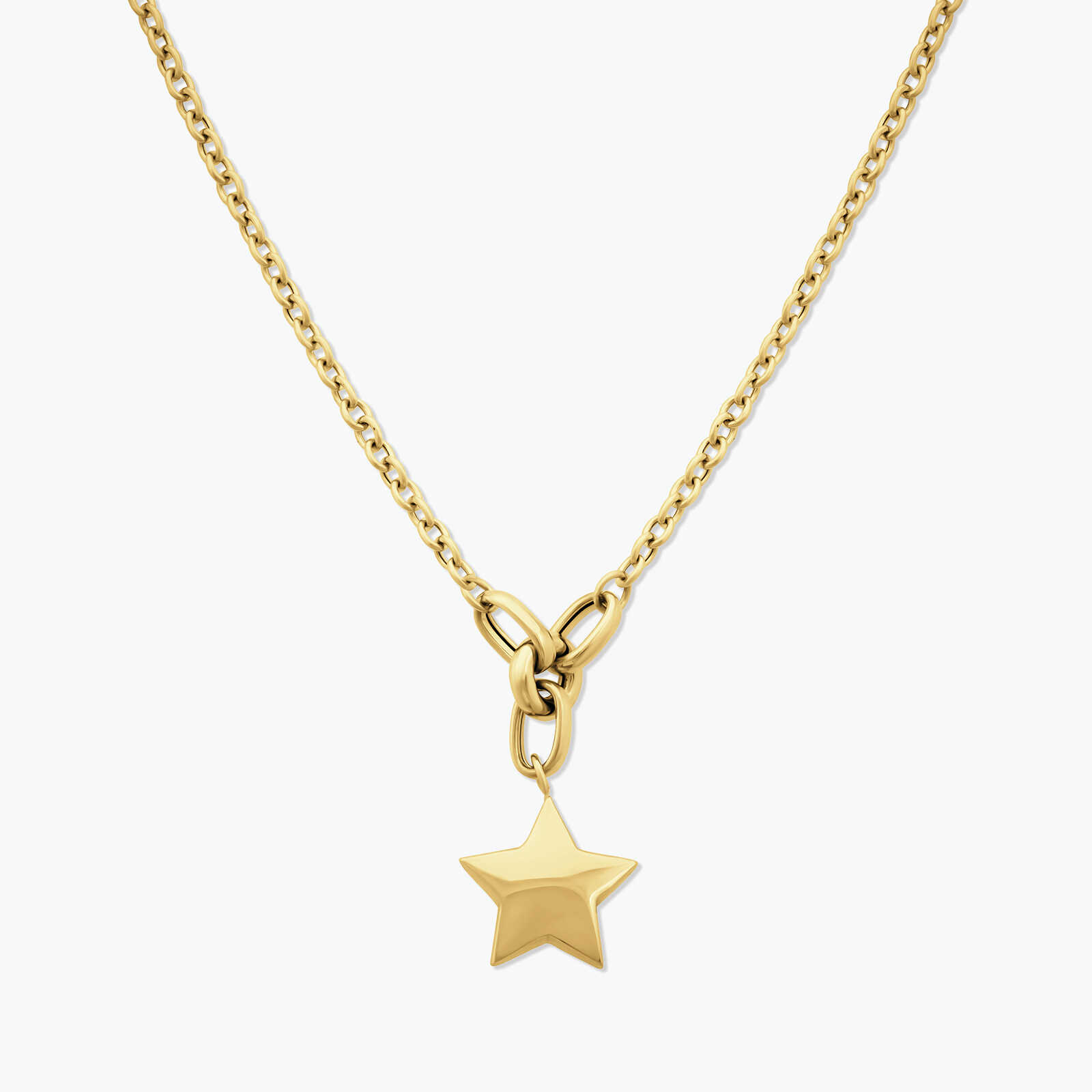 שרשרת זהב בסיומת חוליות ובשילוב תליון כוכב