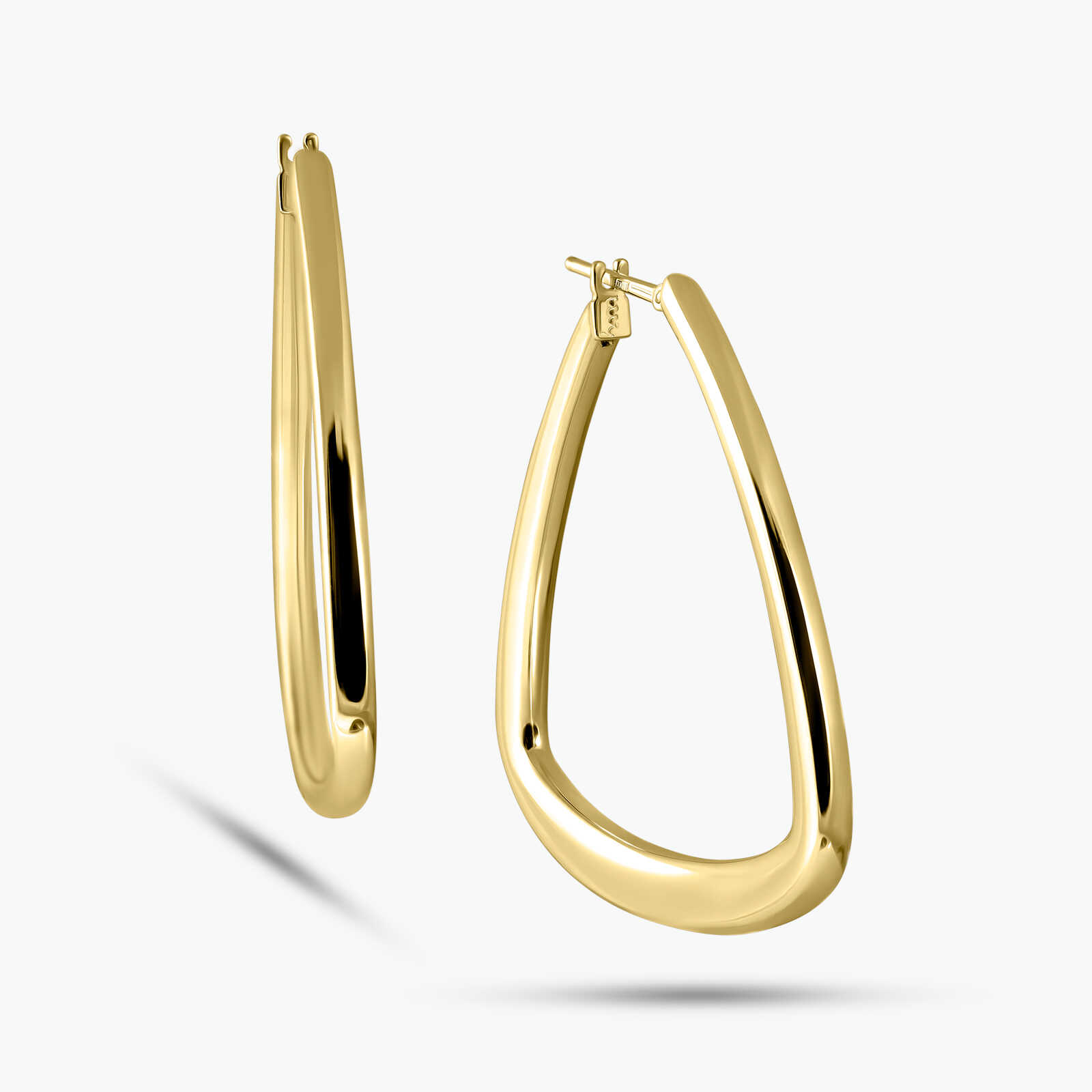 עגילי זהב 14K בצורת משולש