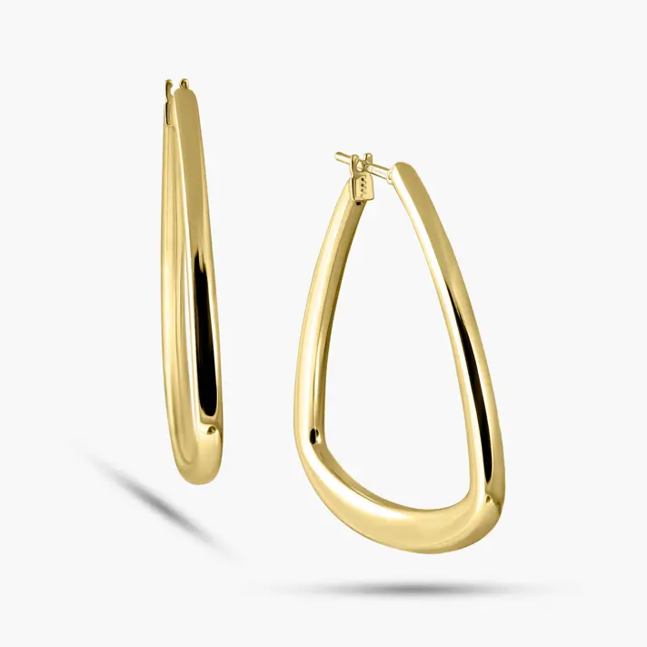 עגילי זהב 14K בצורת משולש