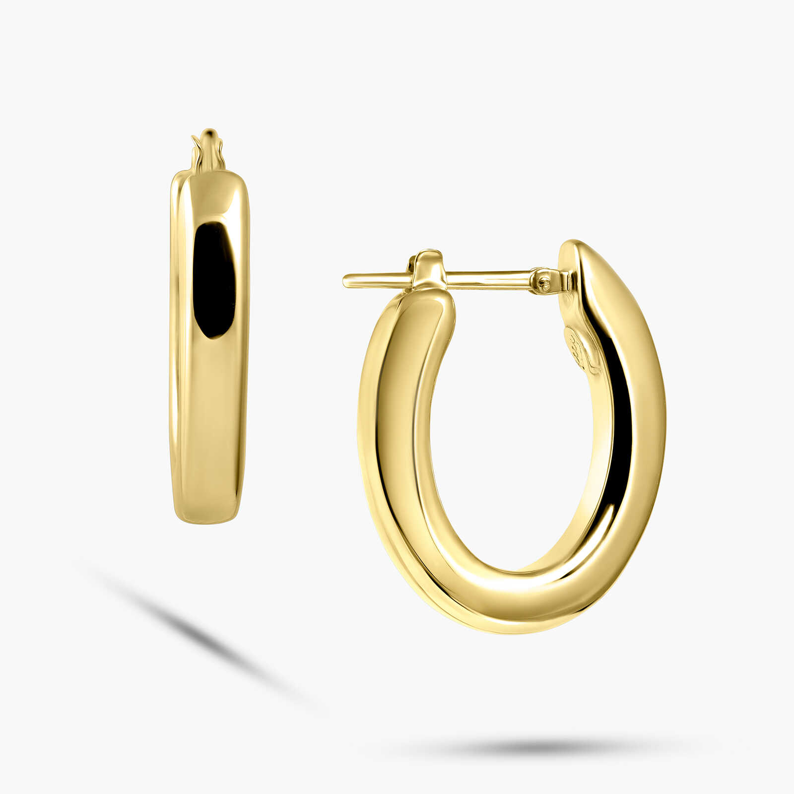 עגילי LUMIA חישוקים מעוגלים מזהב 14K