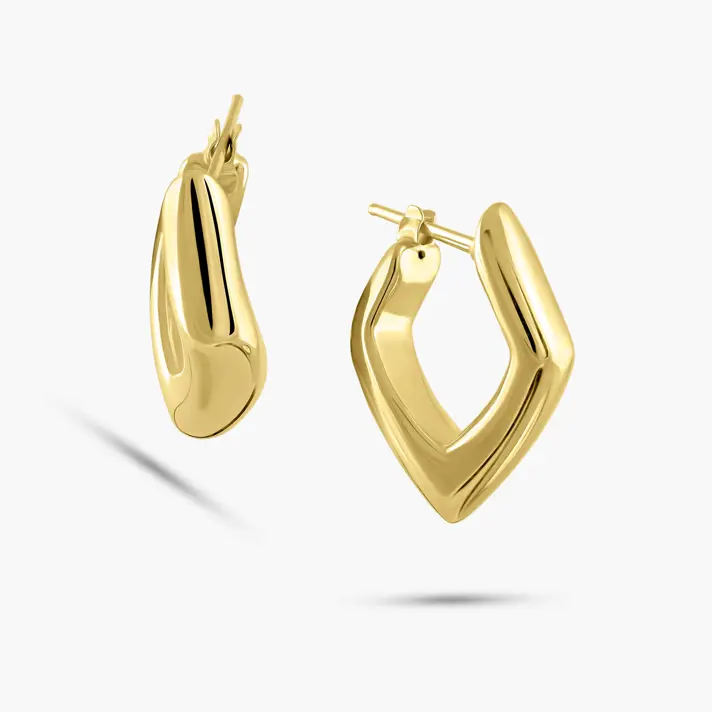 עגילי הלנה- חישוקי מעויינים מזהב 14K