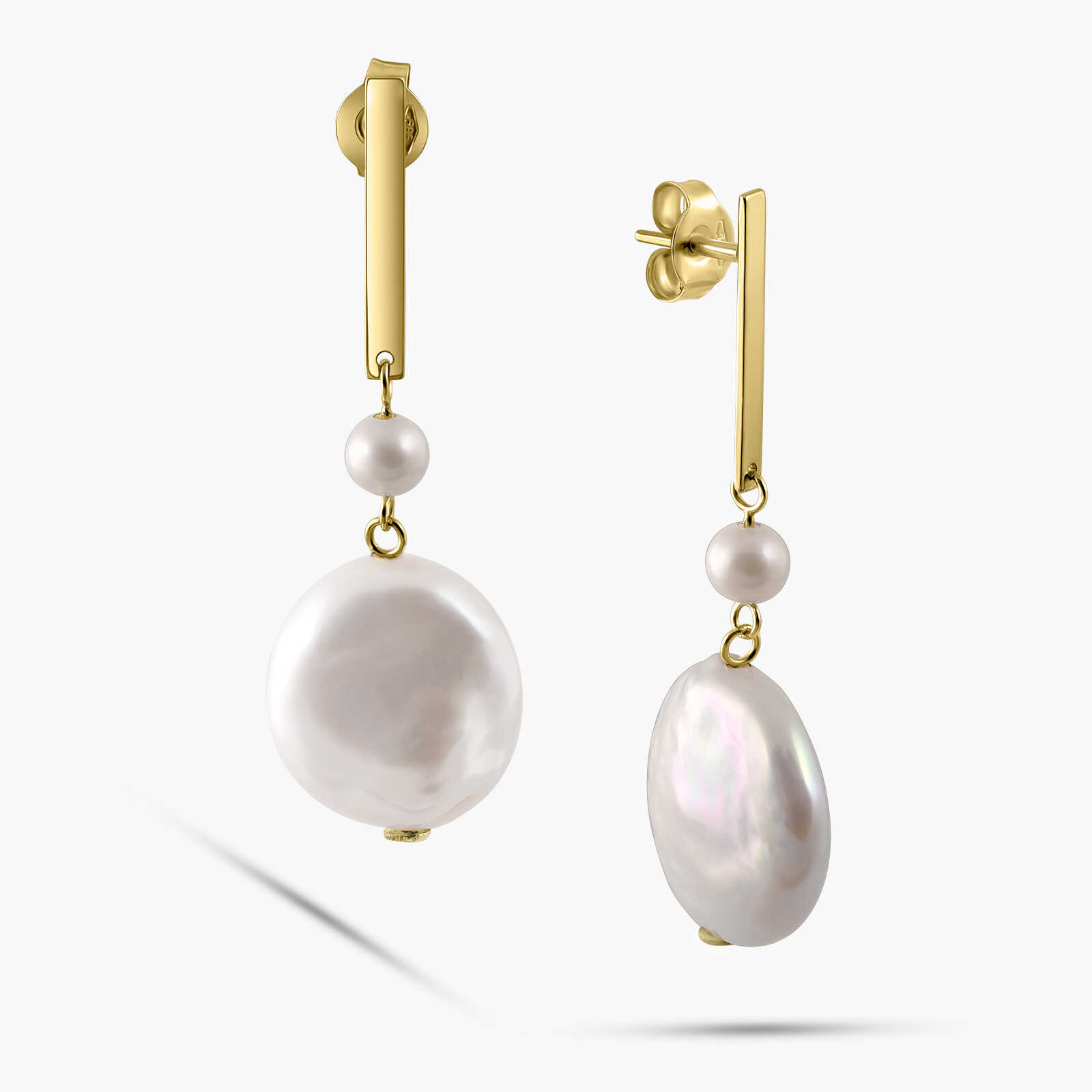 עגילי זהב 14K ופנינים