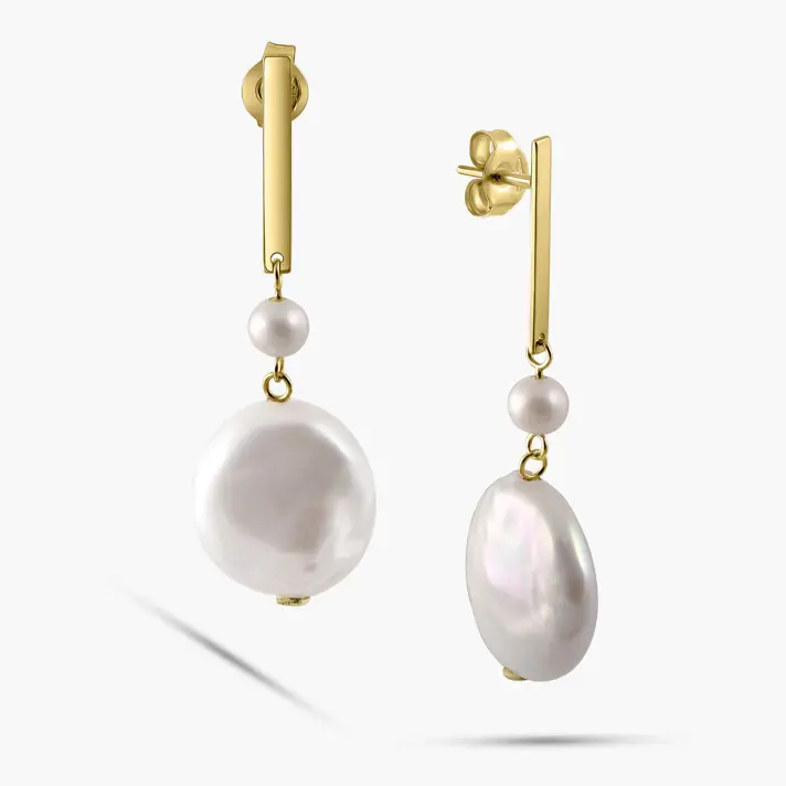 עגילי זהב 14K ופנינים