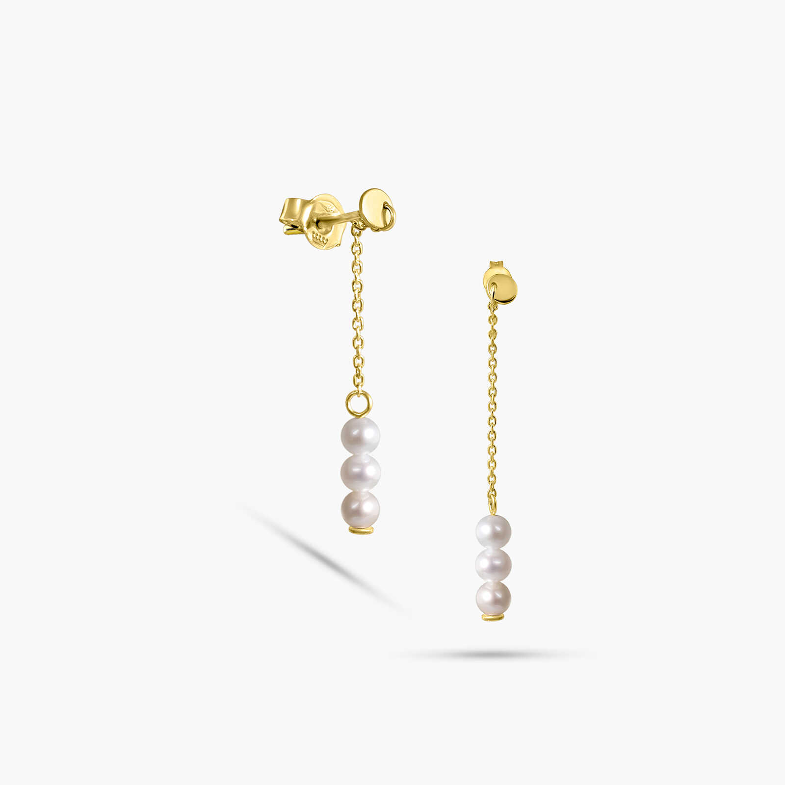 עגילי זהב בשילוב פנינים