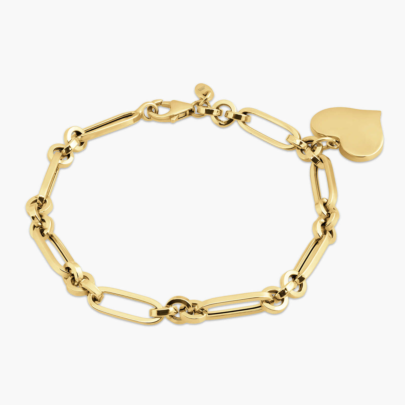 צמיד חוליות מזהב עם צ'ארם לב