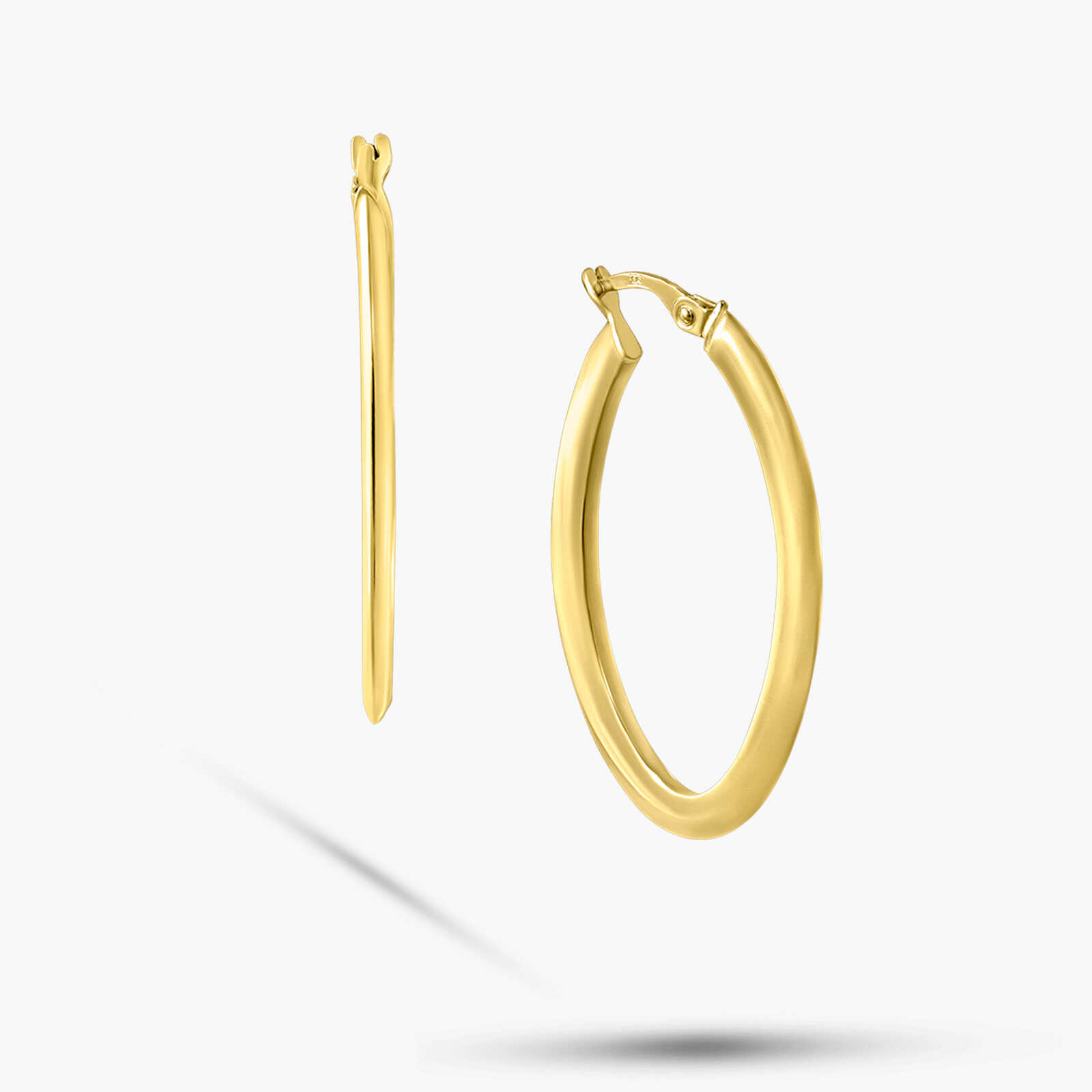 עגילי חישוק מזהב 14K בעיצוב נקי וקלאסי