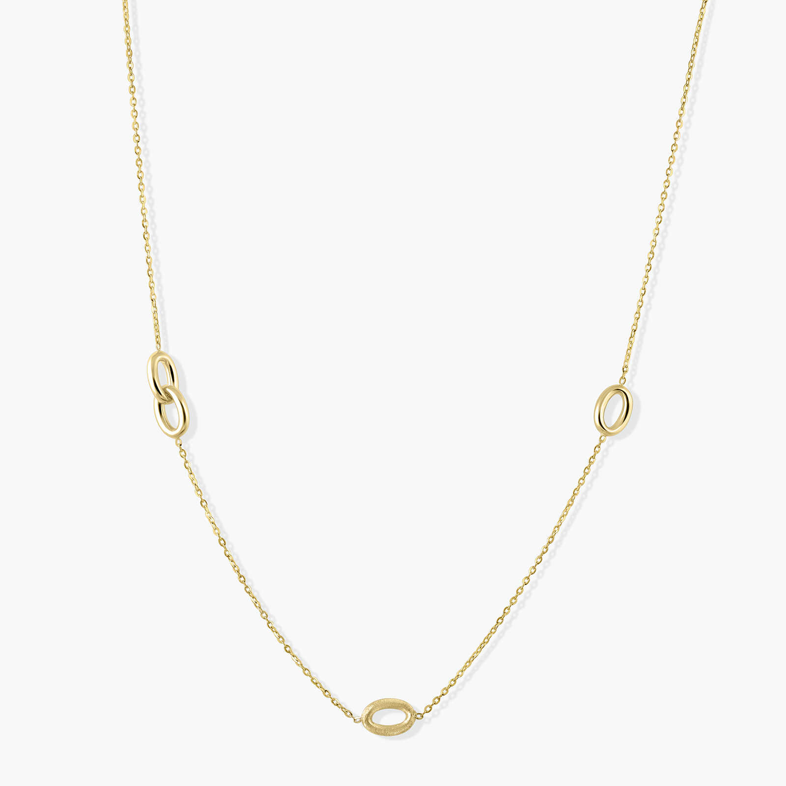 שרשרת זהב 14K בשילוב חוליות אובאליות