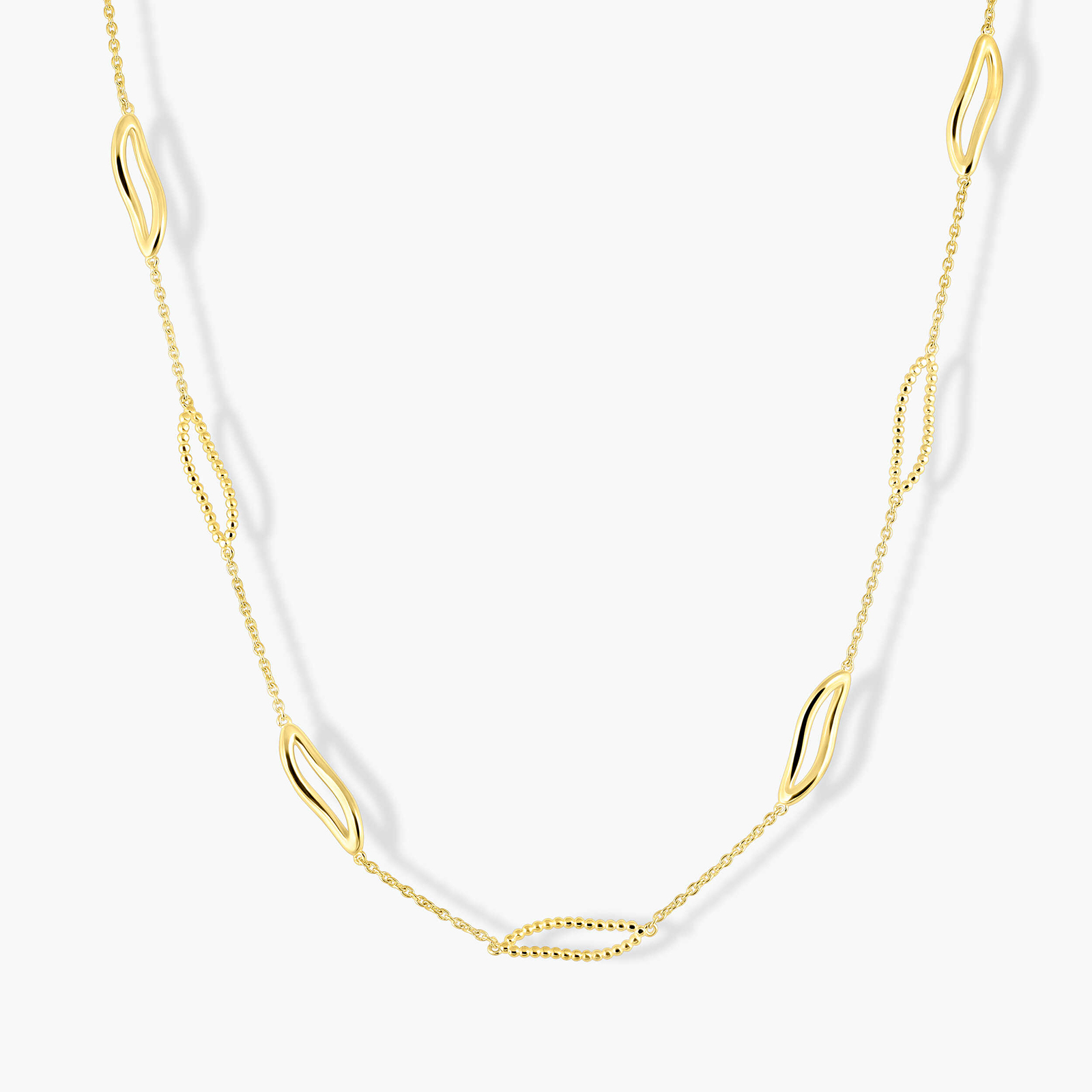 שרשרת זהב 14K בעיצוב חוליות עלים