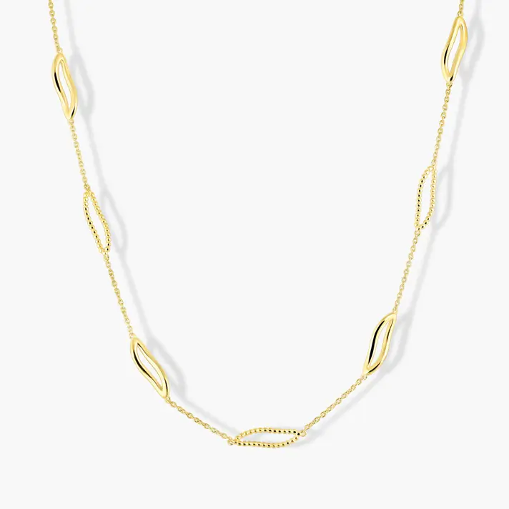 שרשרת זהב 14K בעיצוב חוליות עלים