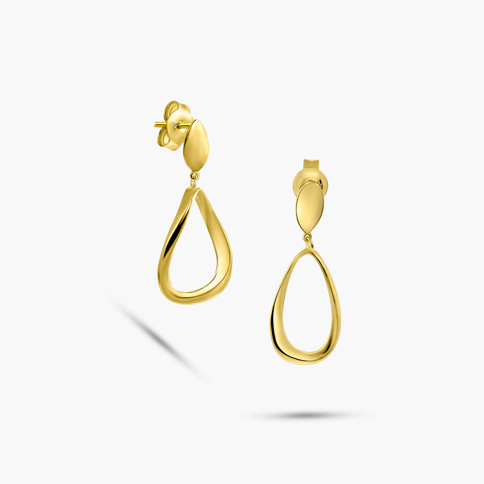 עגילי זהב 14K בצורת טיפה פתוחה