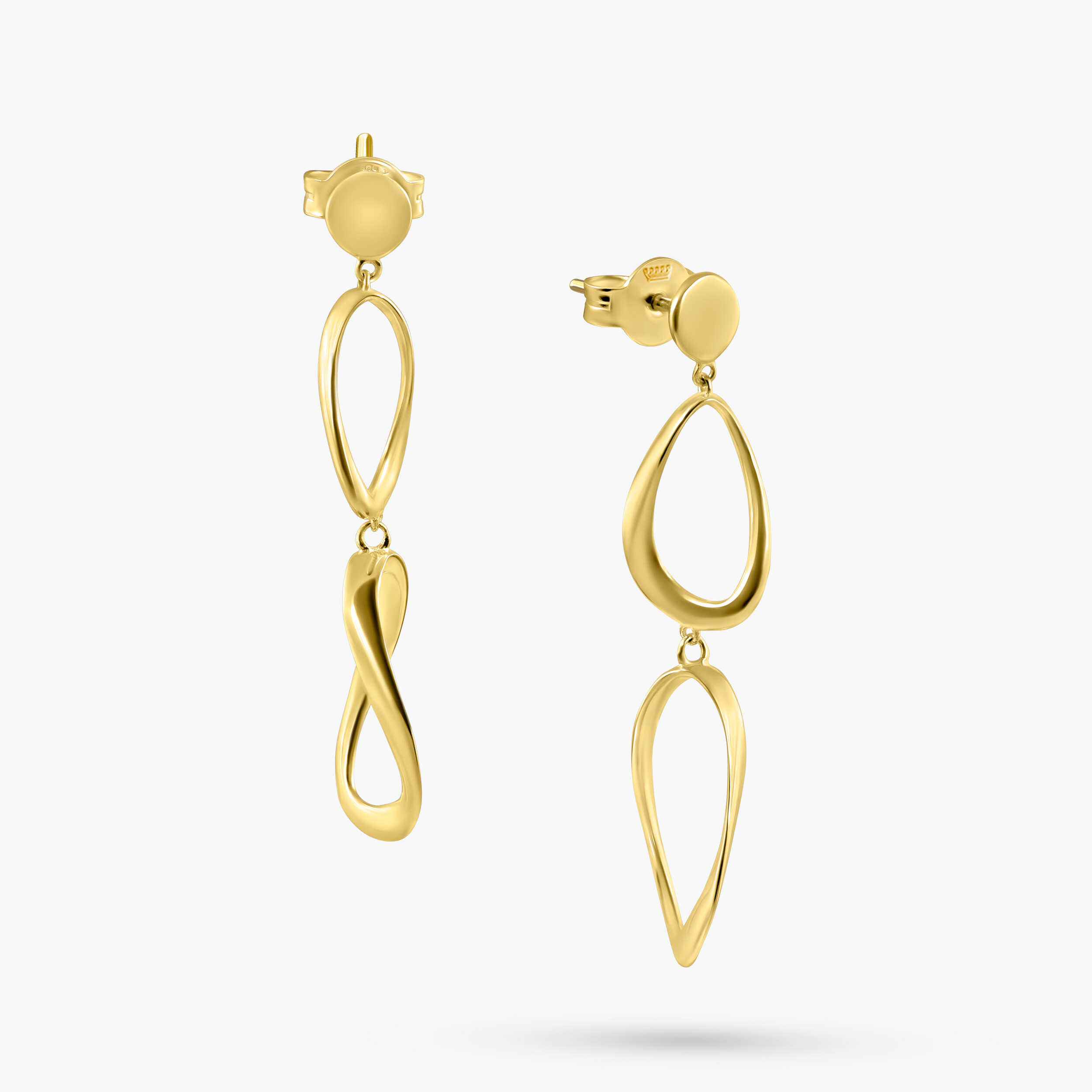 עגילי זהב 14K בעיצוב חוליות