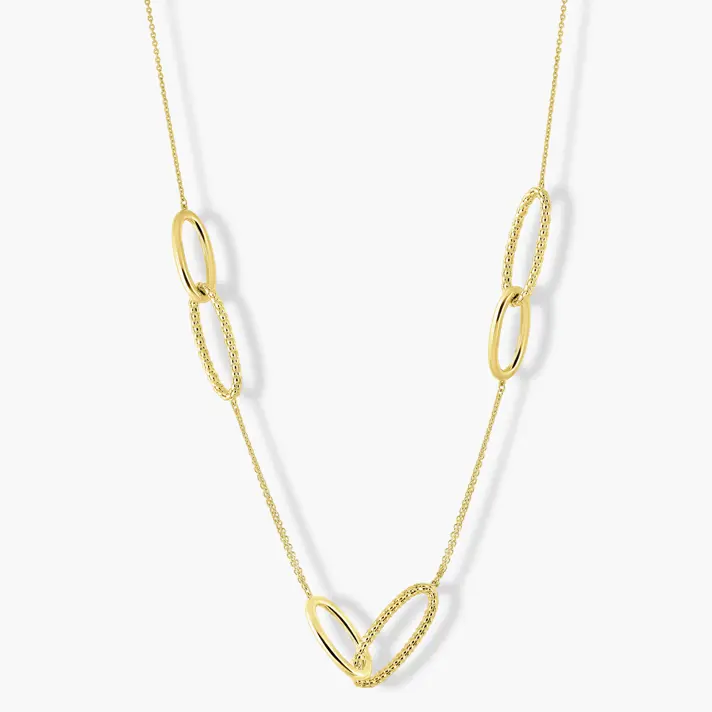 שרשרת זהב בשילוב חוליות אובאליות