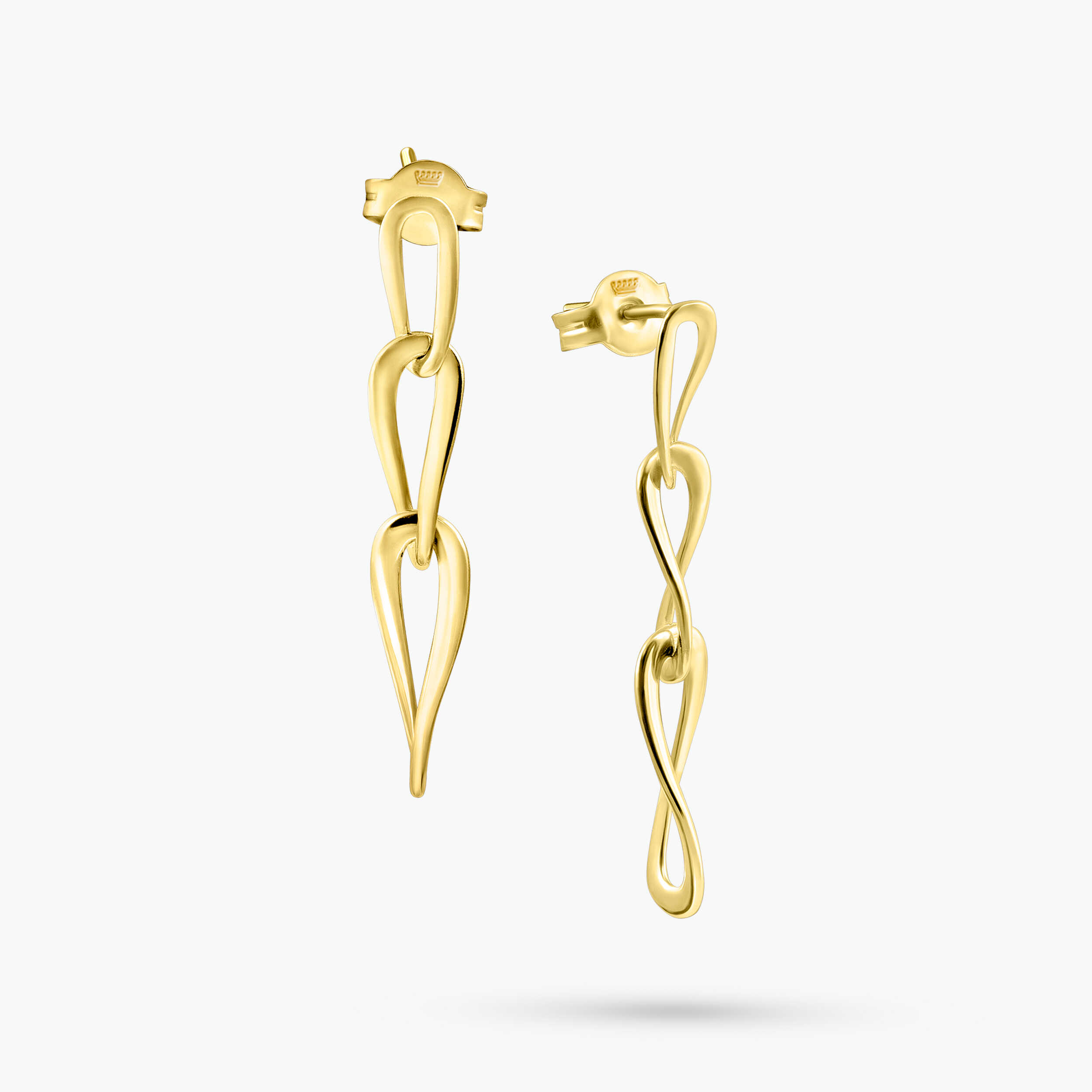 עגילי זהב 14K במראה חוליות