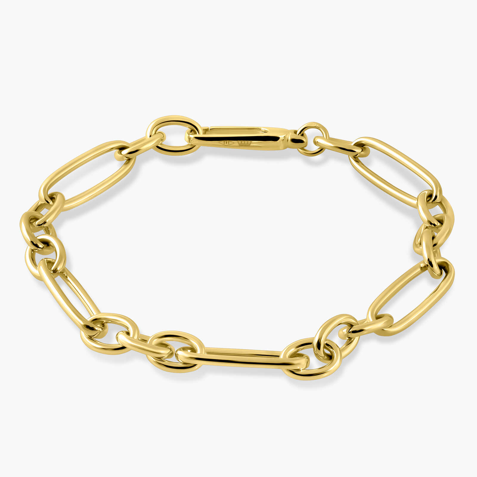 צמיד חוליות זהב 14K בעיצוב משולב