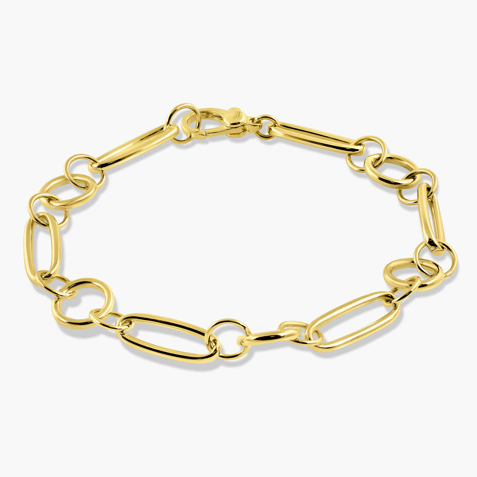 צמיד זהב 14K בעיצוב חוליות אובאליות בשילוב גדלים משתנים