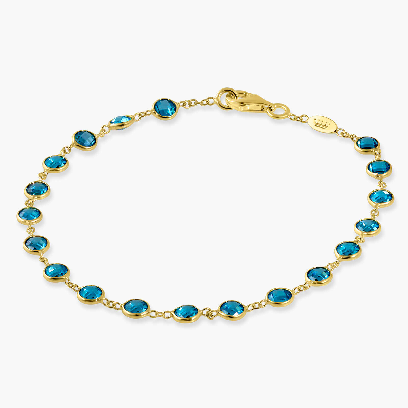 צמיד זהב 14K מסדרת Color bites בשיבוץ זרקונים בצבע כחול