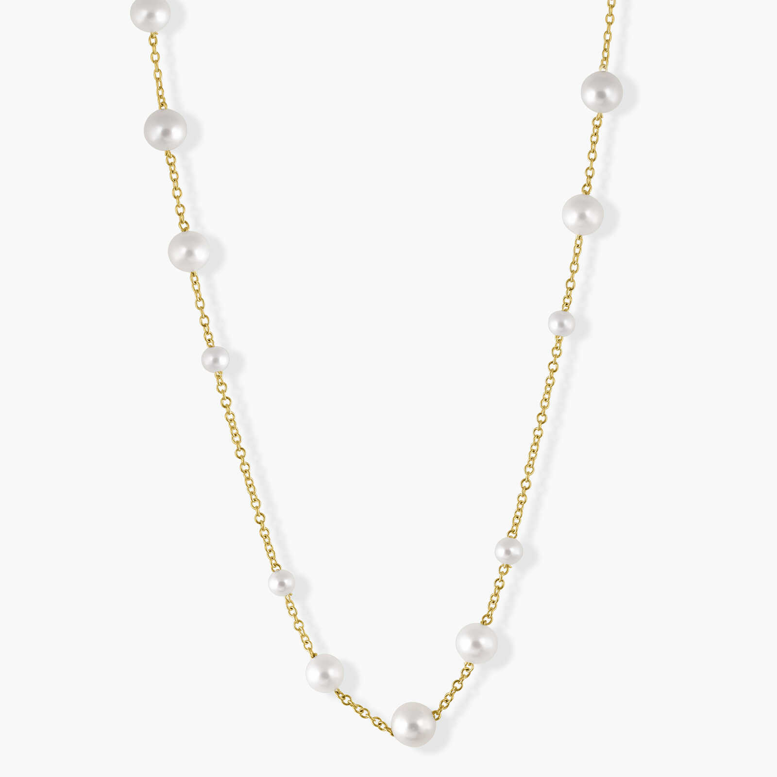 שרשרת זהב בשילוב פנינים