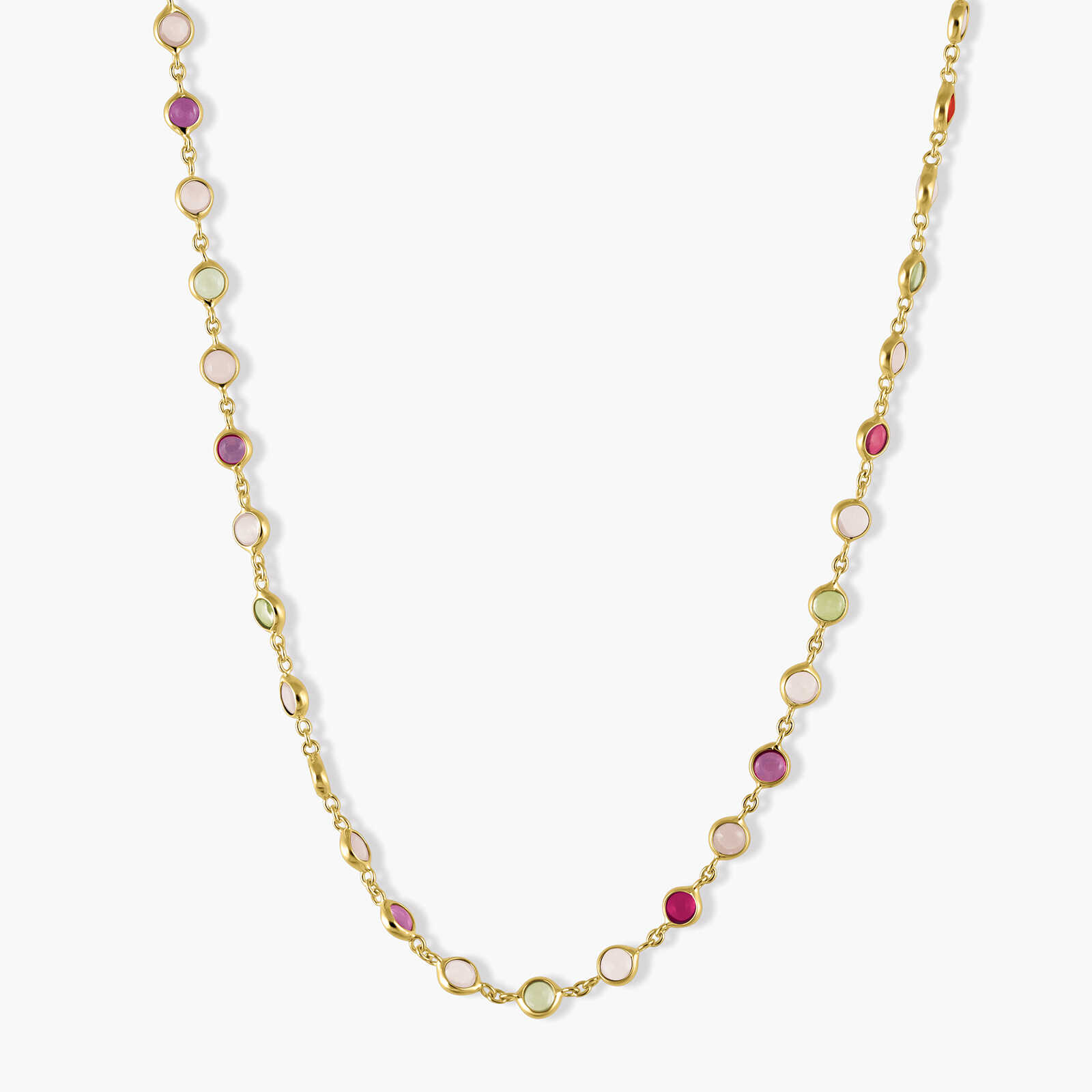 שרשרת זהב מסדרת Color bites בשיבוץ זרקונים צבעוניים