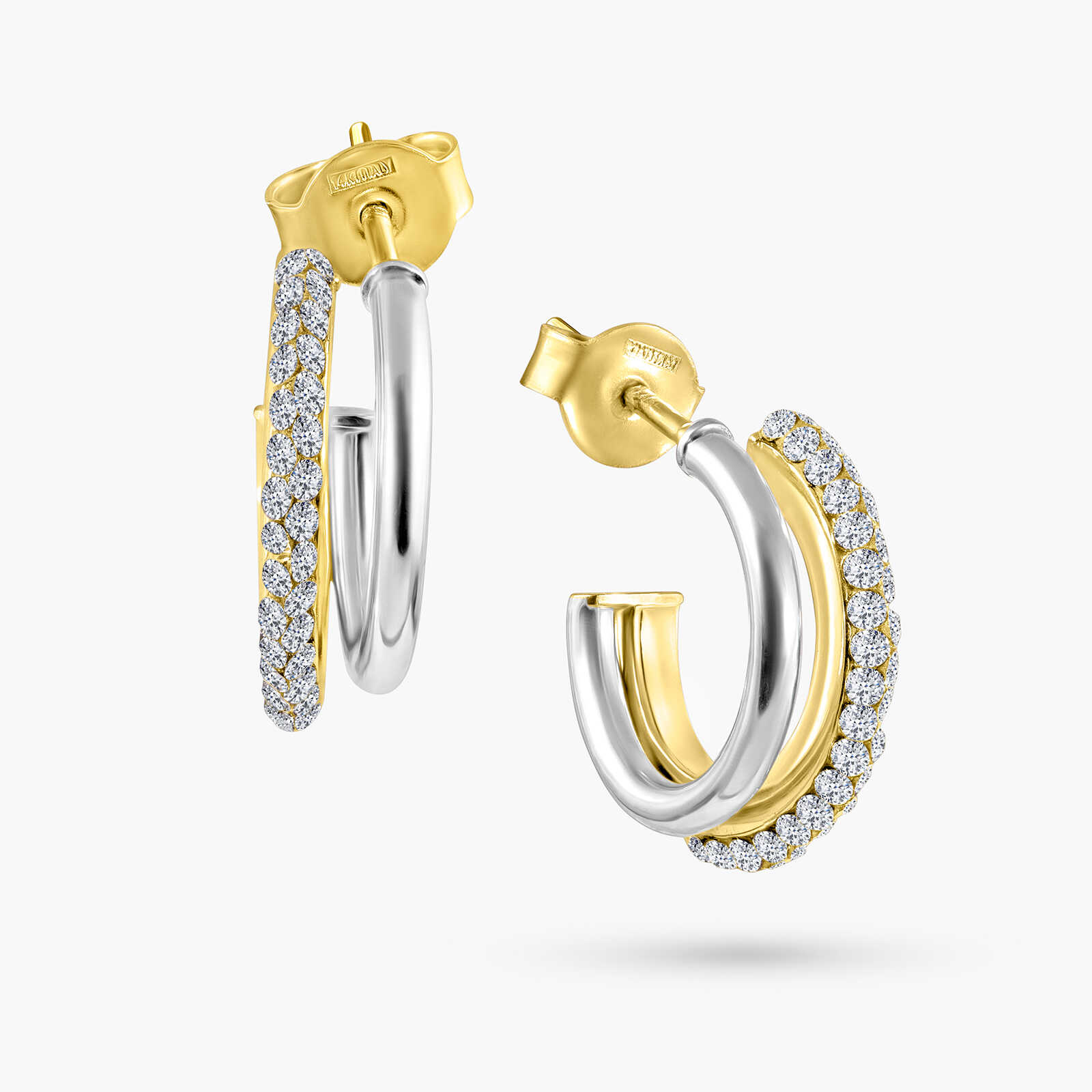 עגילי זהב מזהב 14K משובצים סברובסקי