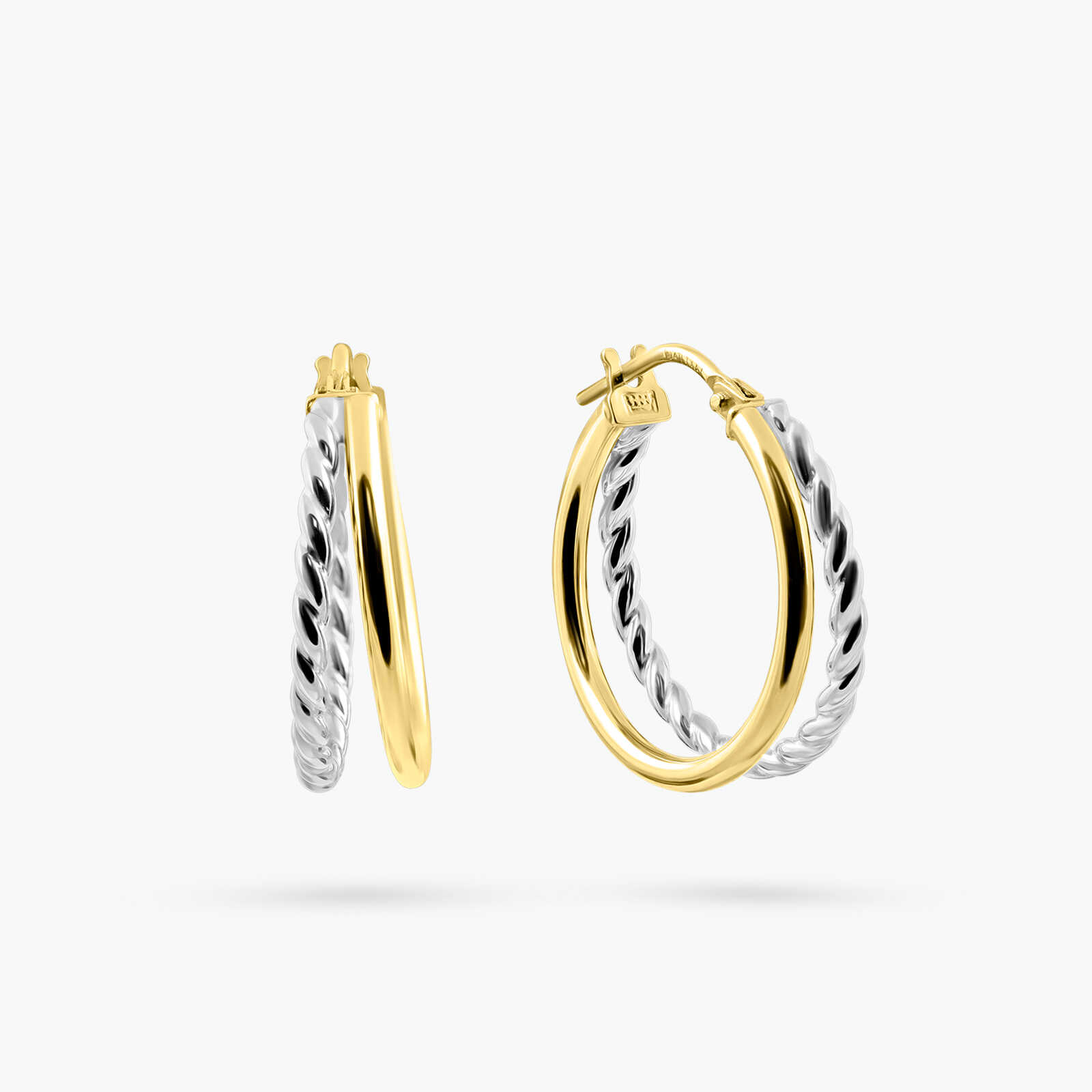 עגילי חישוק כפול מזהב 14K