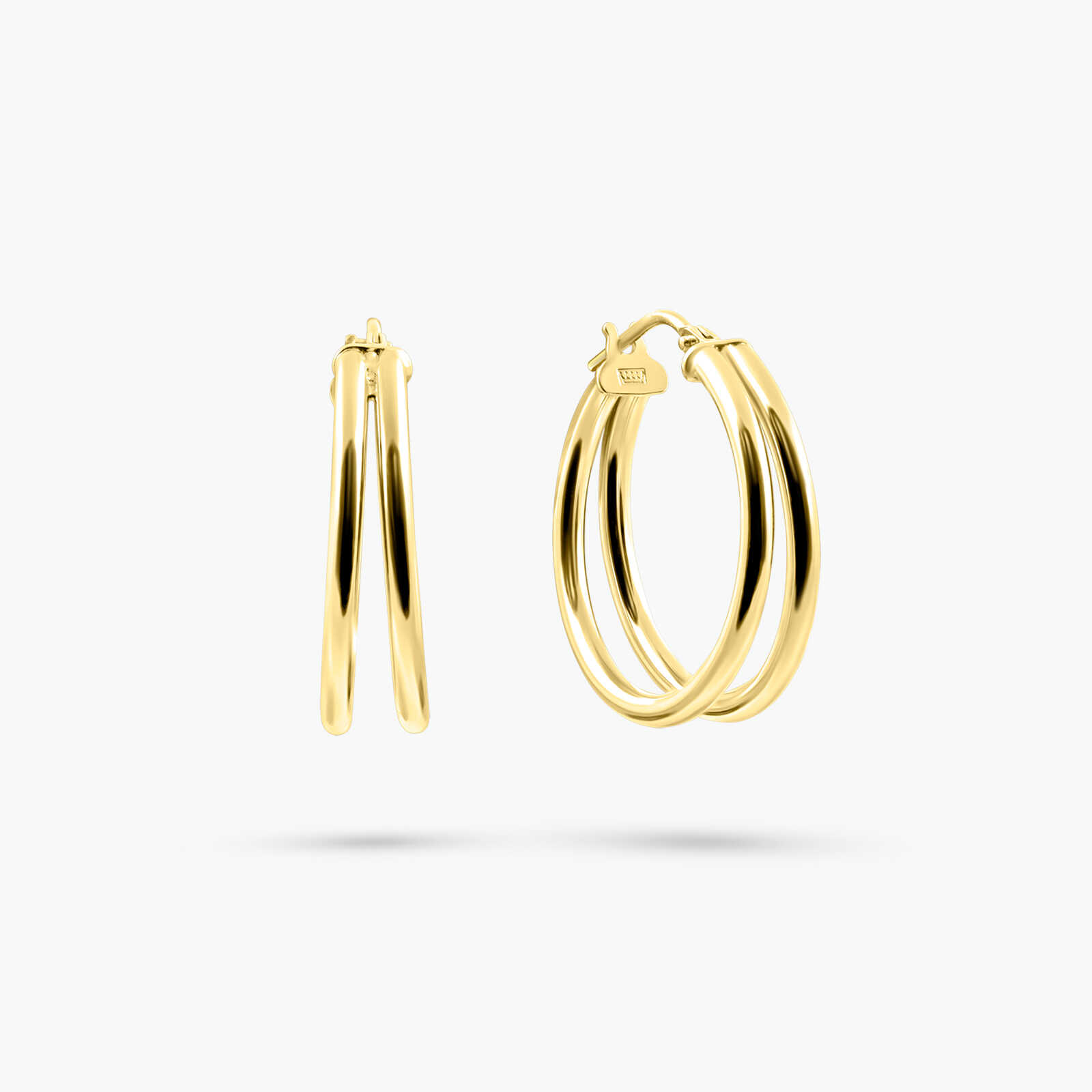 עגילי חישוק כפול מזהב 14K