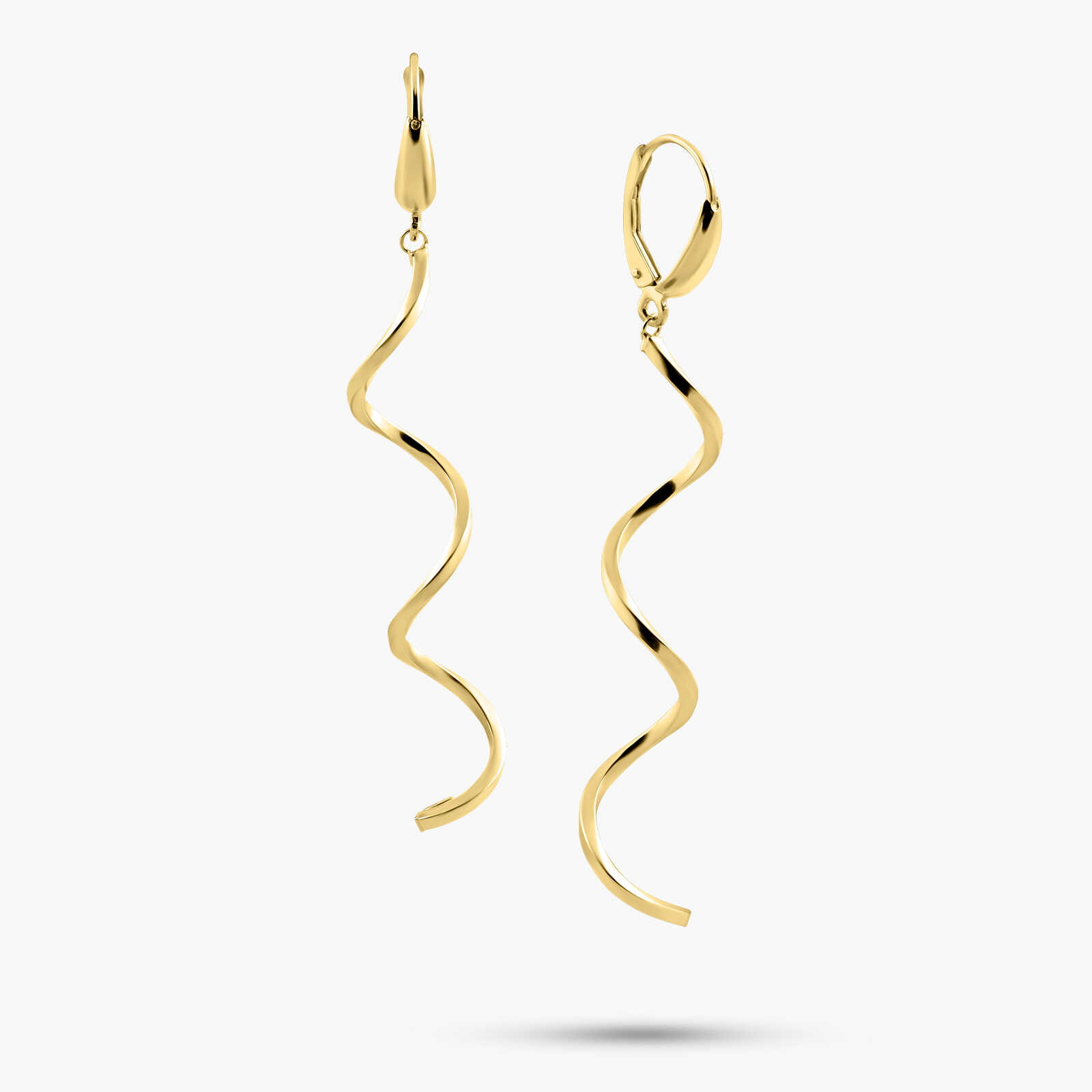 עגילי זהב 14K מסולסלים.