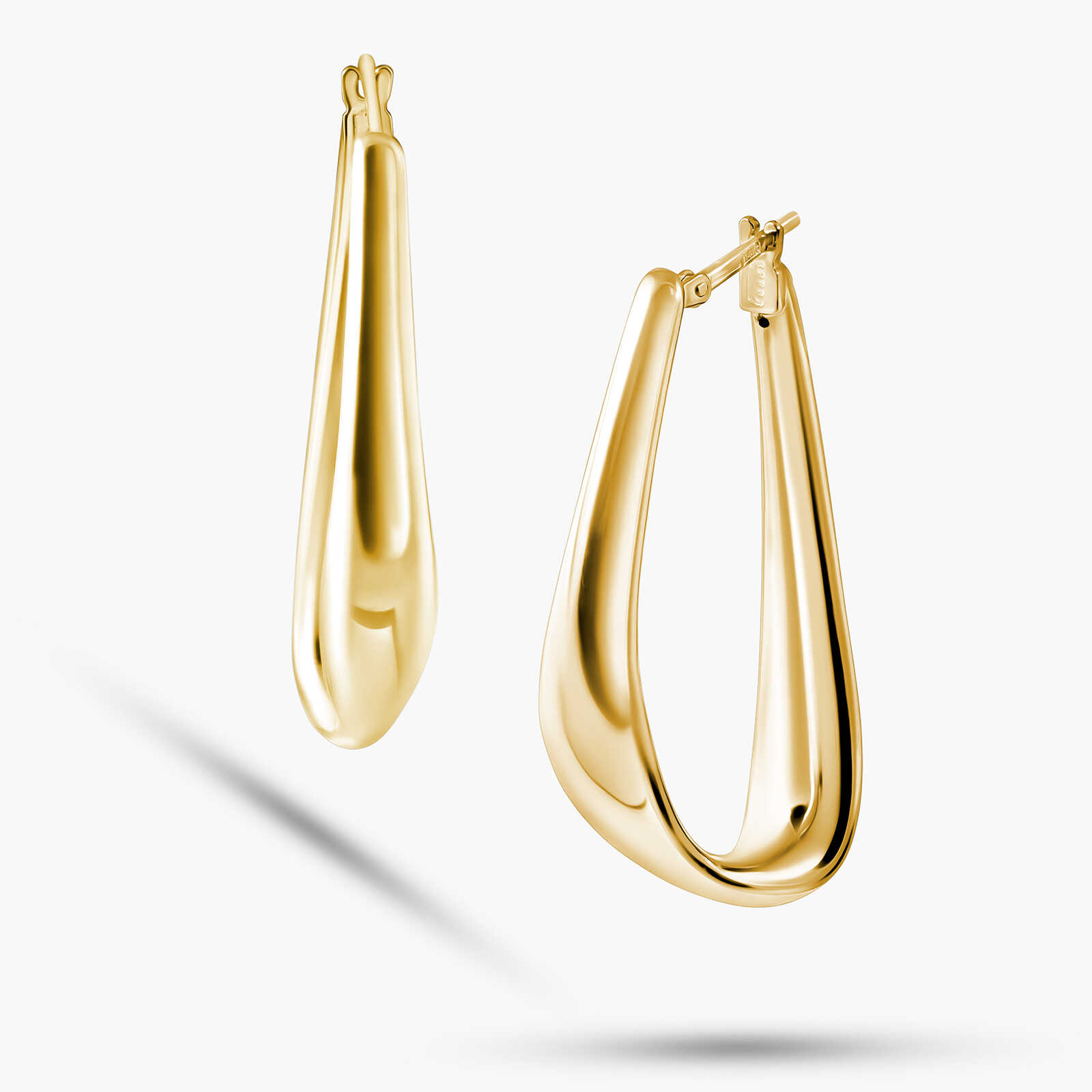 עגילי חישוק בצורת טיפה מזהב 14K