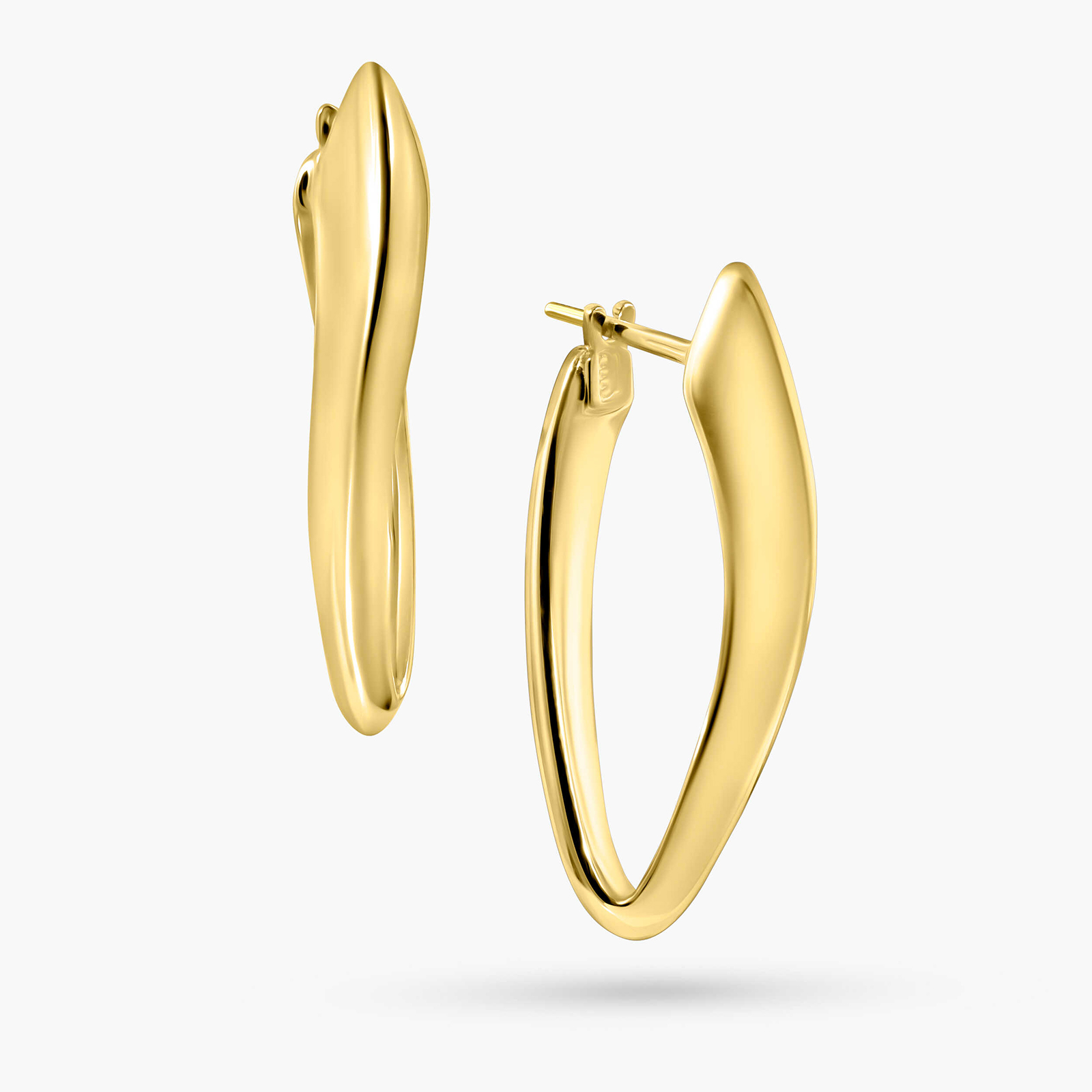 עגילי זהב 14K בעיצוב זורם ומודרני