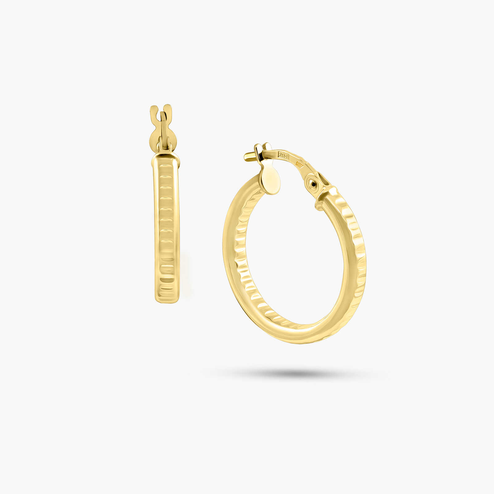 עגילי זהב 14K חישוק רקוע