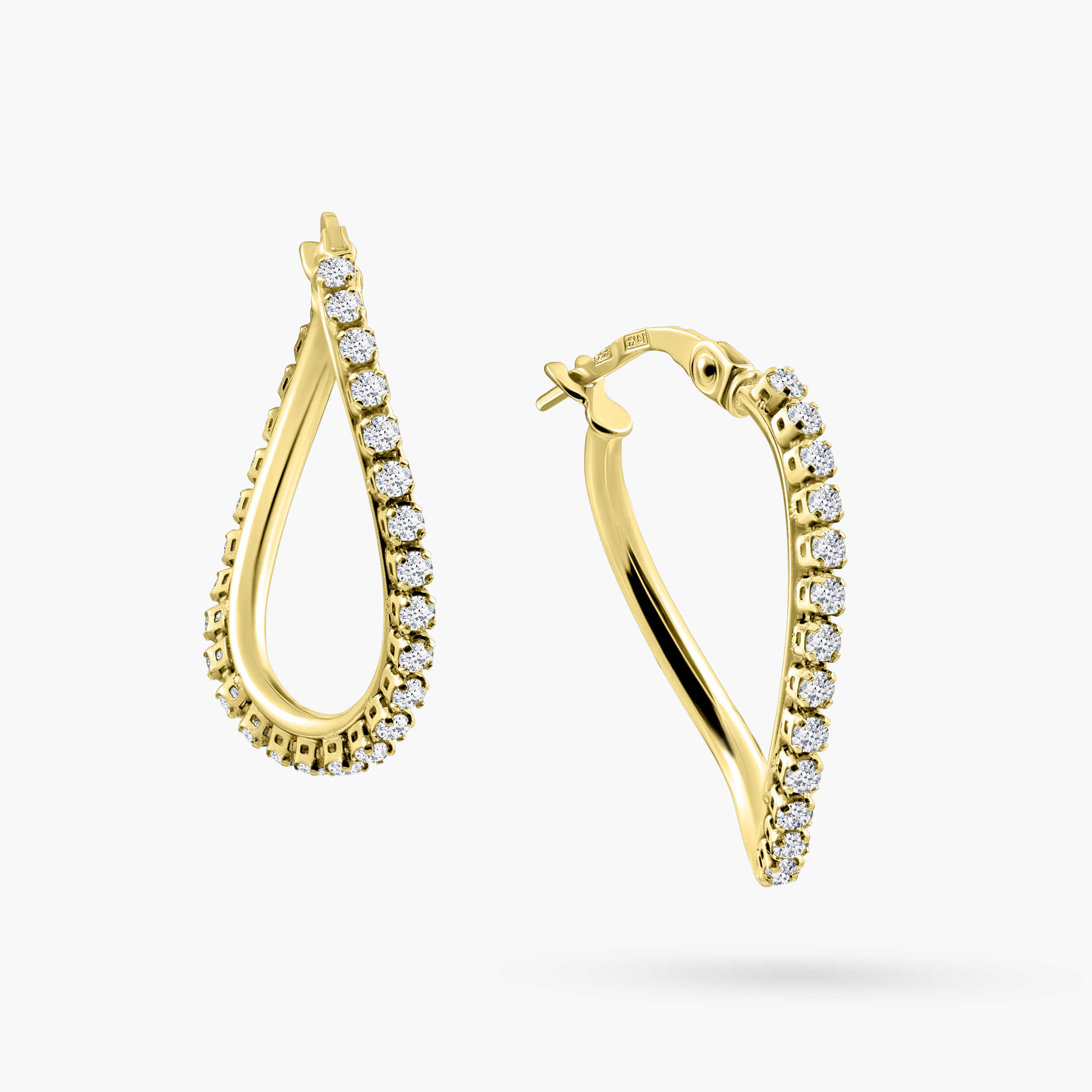 עגילי זהב 14K בעיצוב טיפה משובצים זרקונים