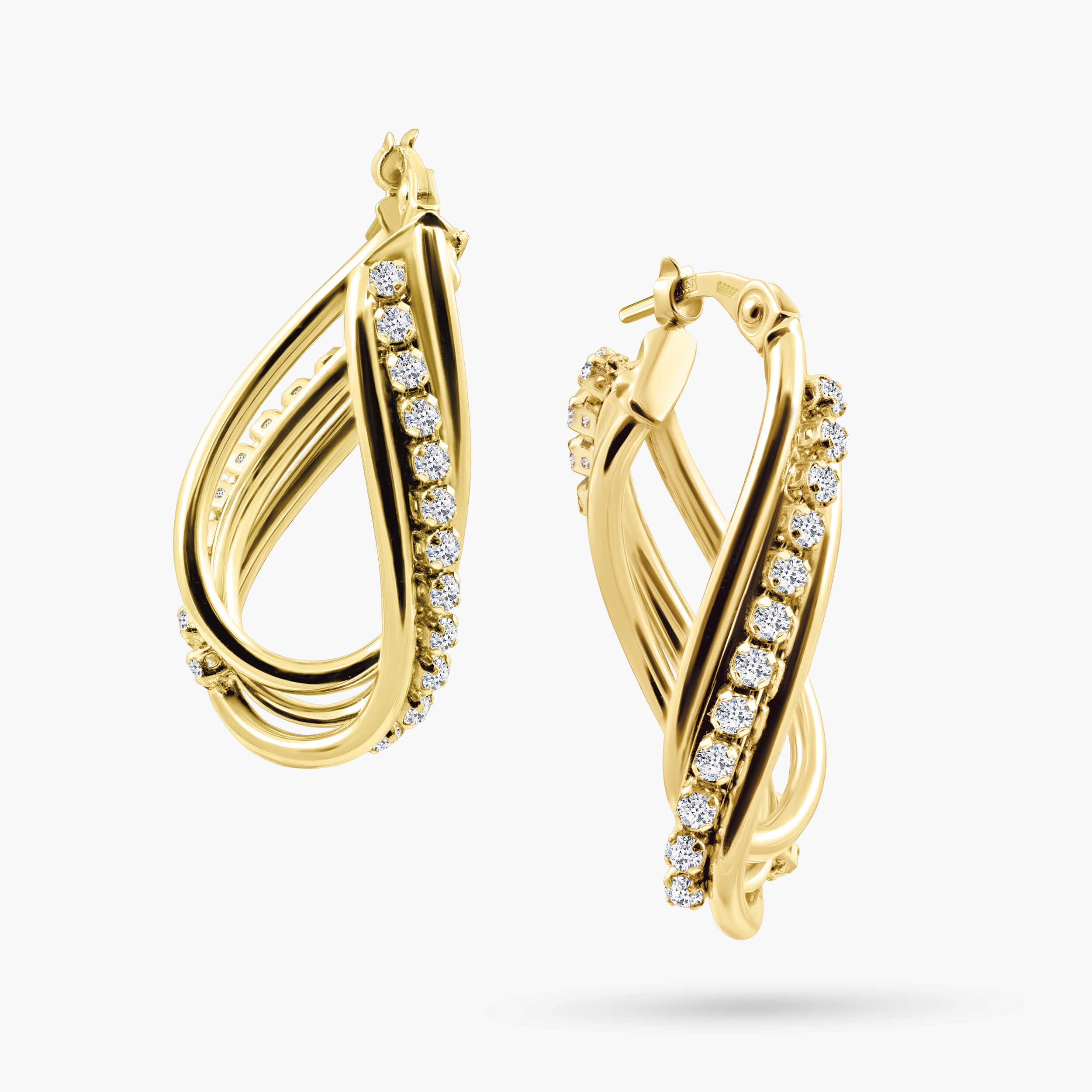 עגילי זהב 14K בעיצוב טיפה משובץ זרקונים