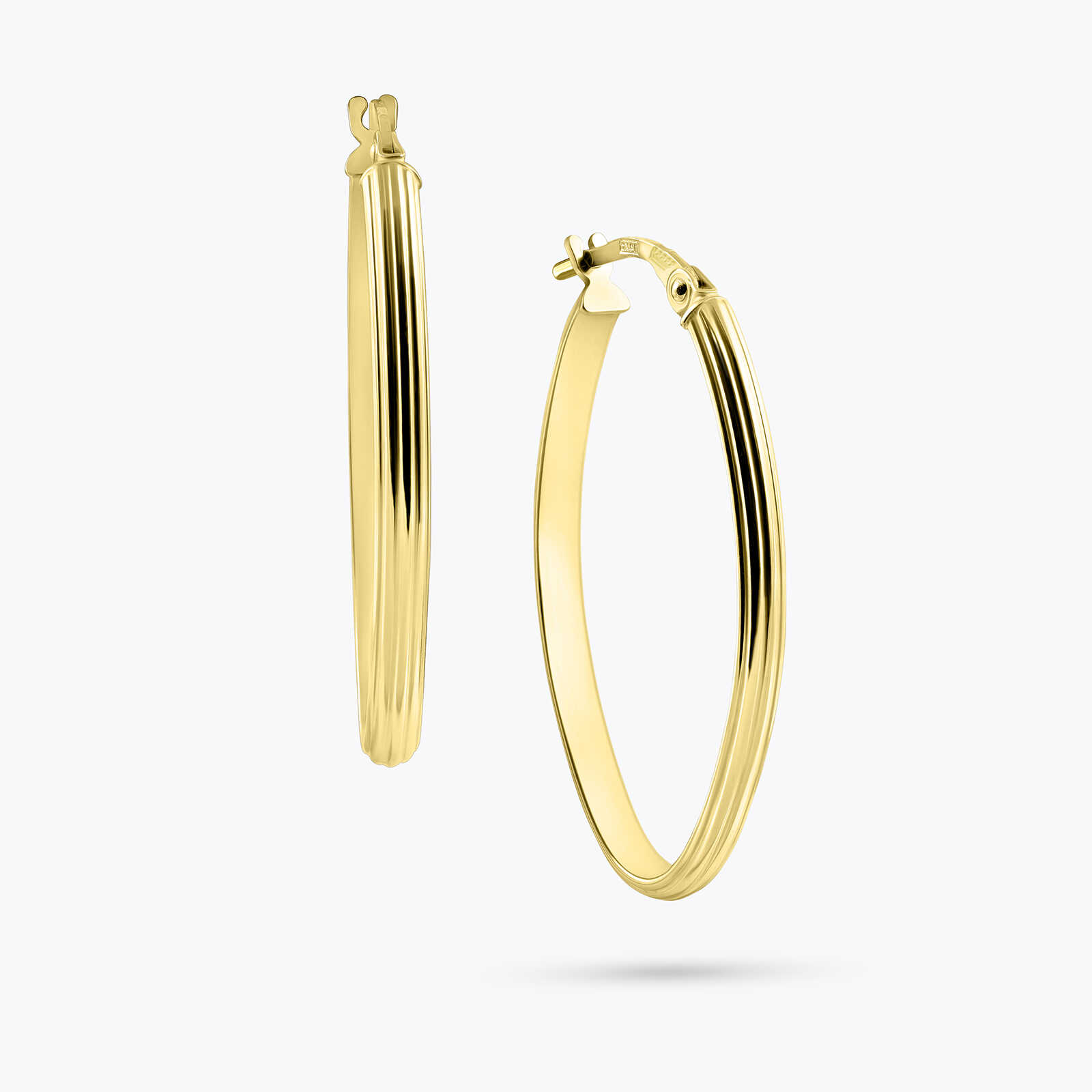 עגילי זהב 14K בעיצוב אובלי