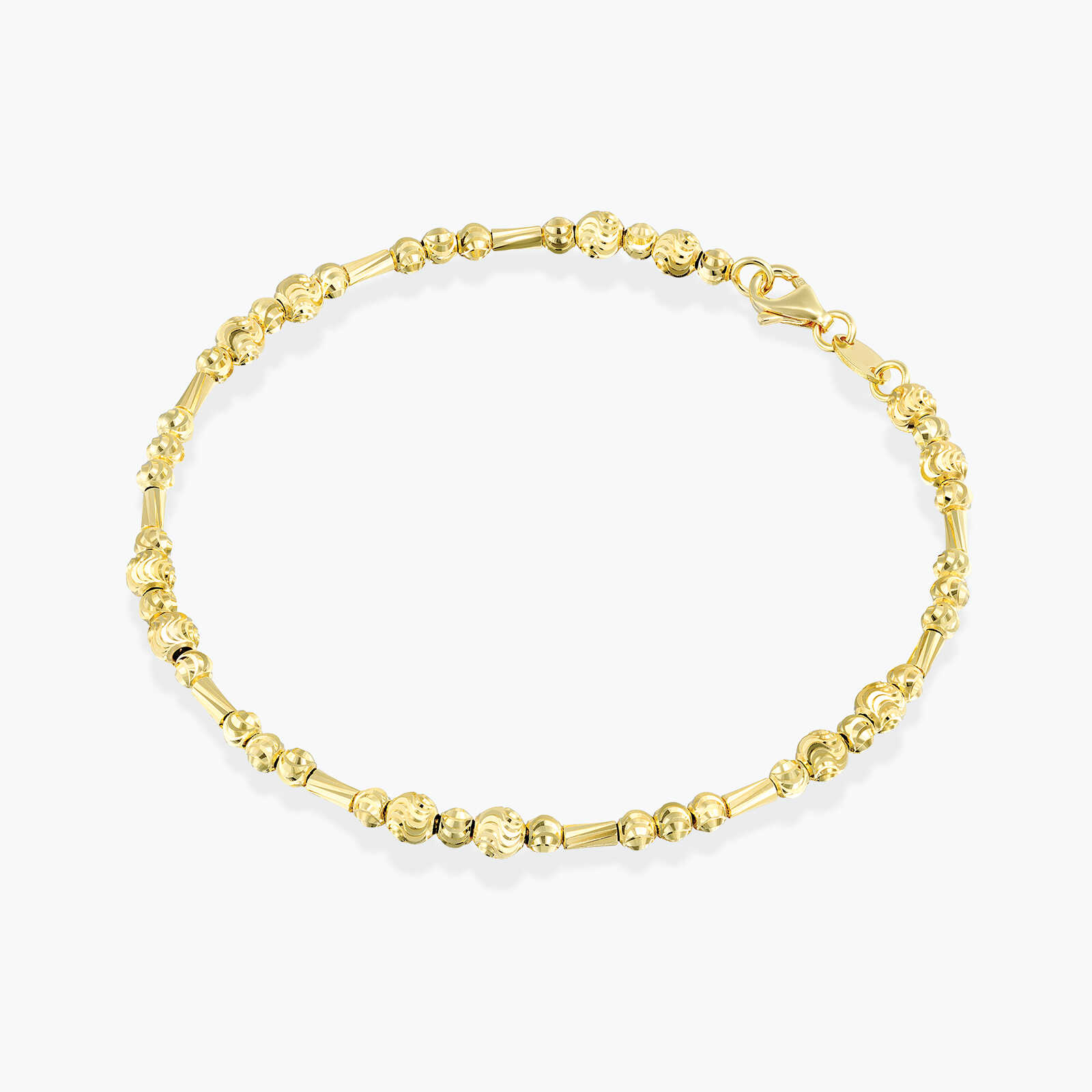 צמיד זהב כדורי בעיבוד לייזר מנצנץ